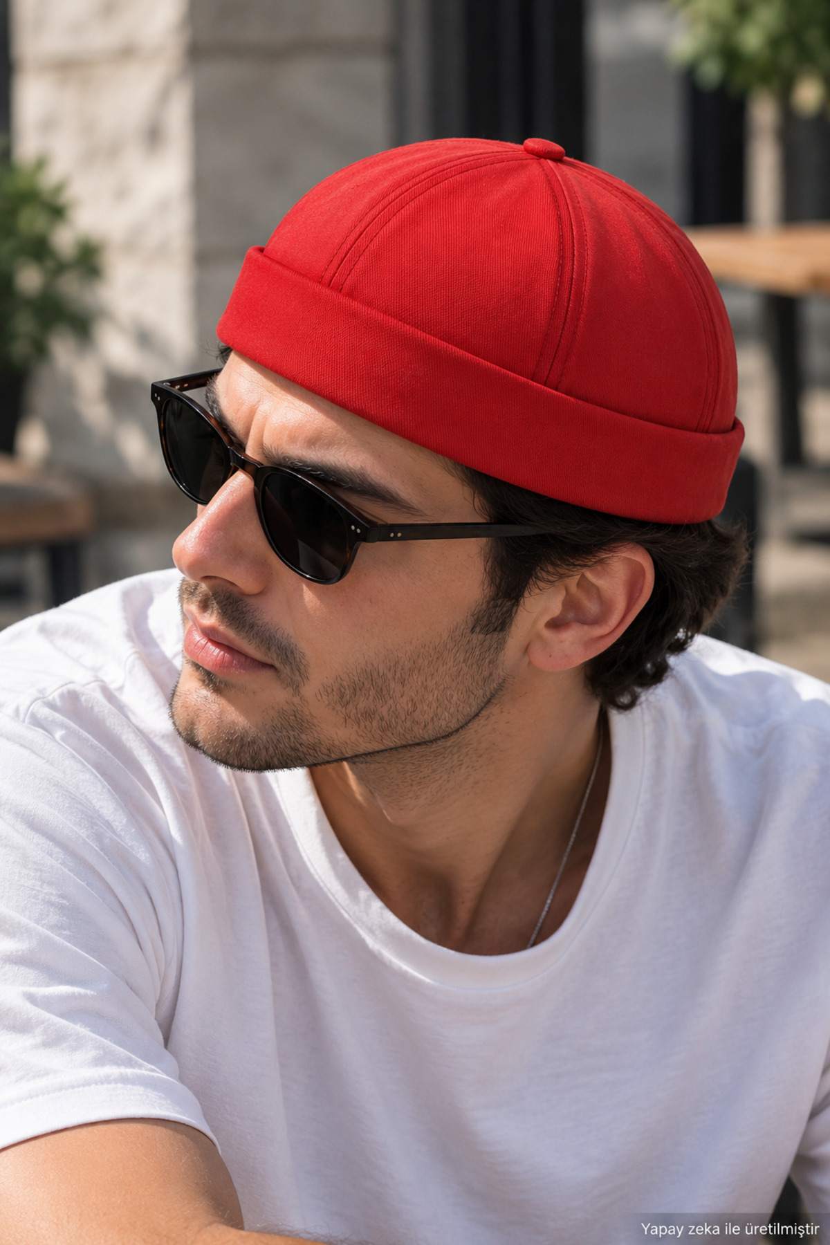 ZERAMİNE Kırmızı Unisex %100 Pamuk Docker Cap Ayarlanabilir Günlük Şapka görsel 2