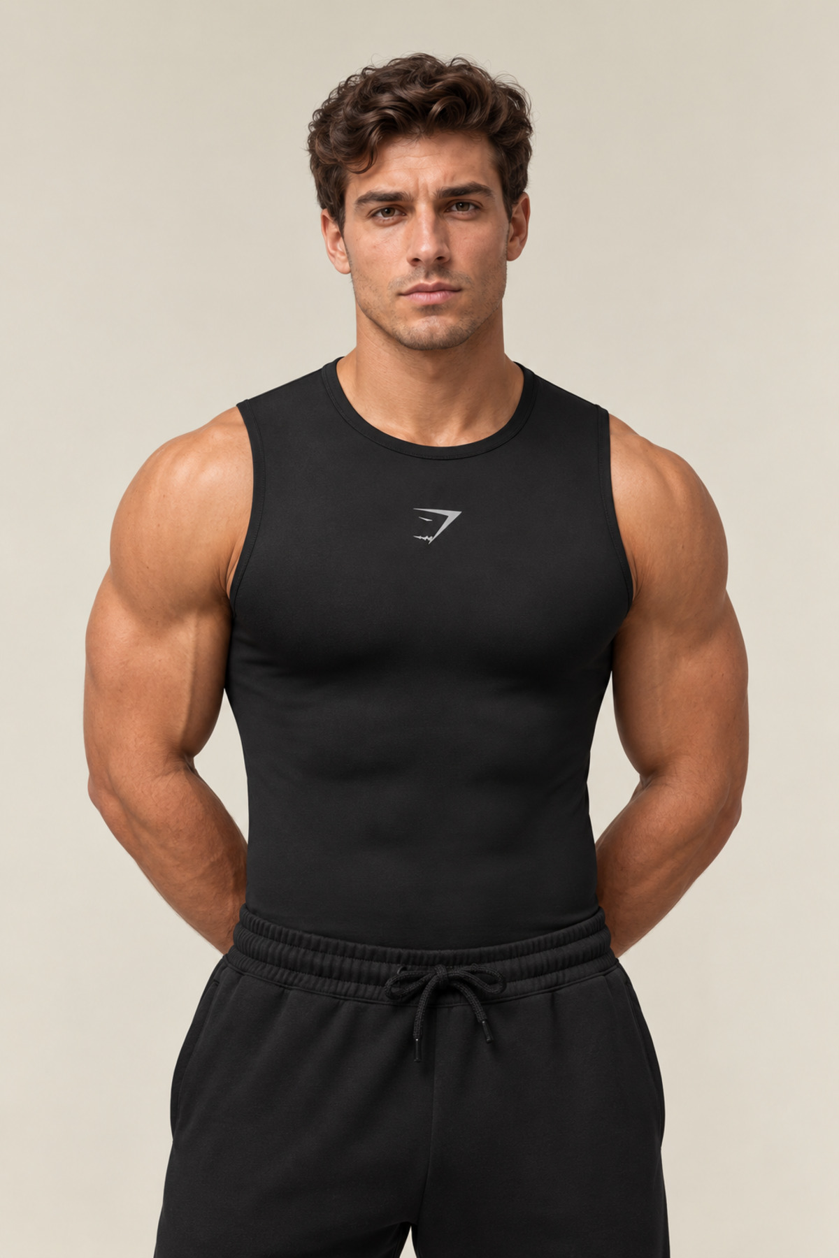 Stylovi Shark Erkek Sıfır Kollu Compression Tank Atlet | Sporcu Üstü Slim Fit Fitness Antrenman Tişörtü