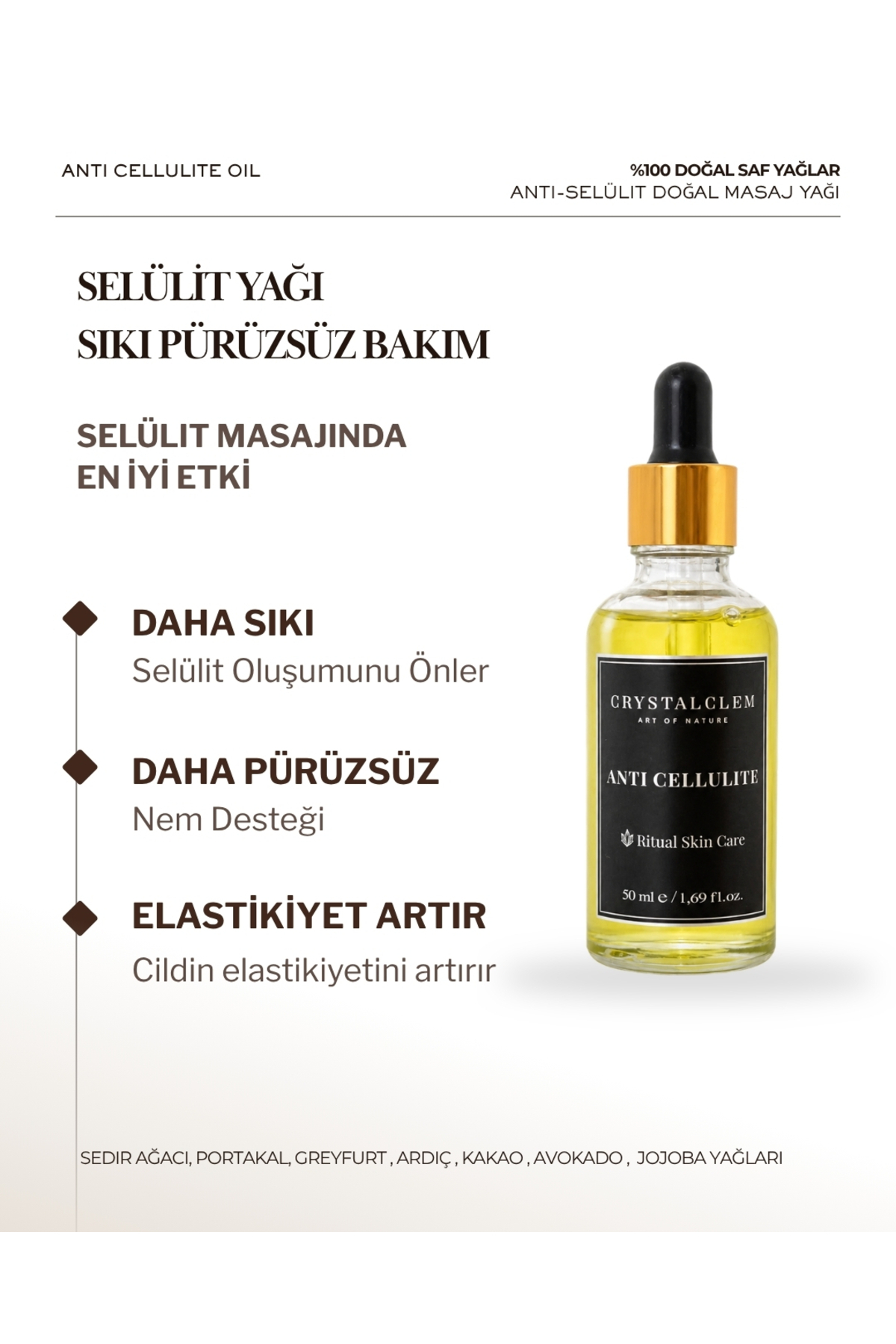 Doğal Anti Selülit Masaj Yağı Sıkılaştırıcı Portakal Görünümünü Azaltıcı 50 ML — antiselülit