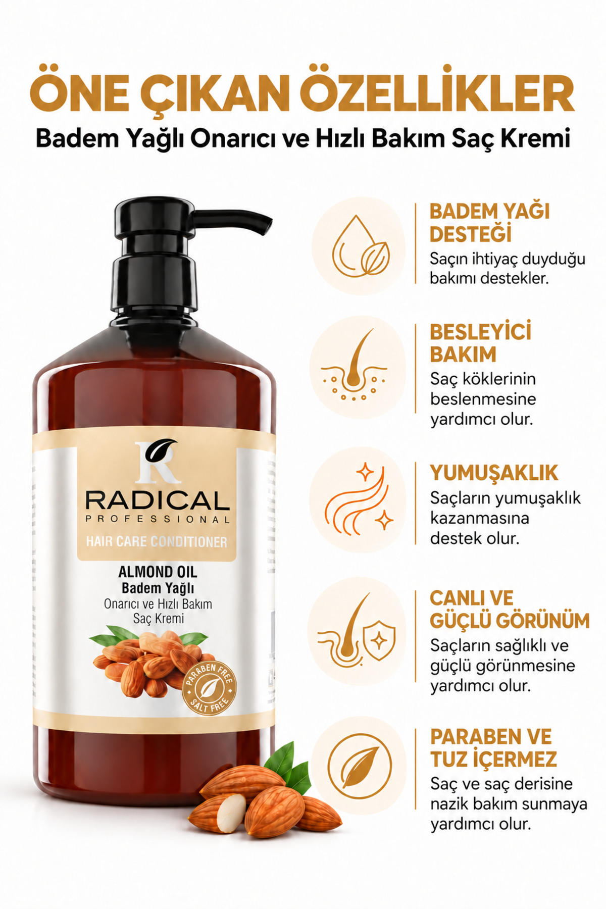 Badem Yağlı Saç Bakım Kremi 1000 ML — 0001sackremi-badem — تصویر 2 از 4