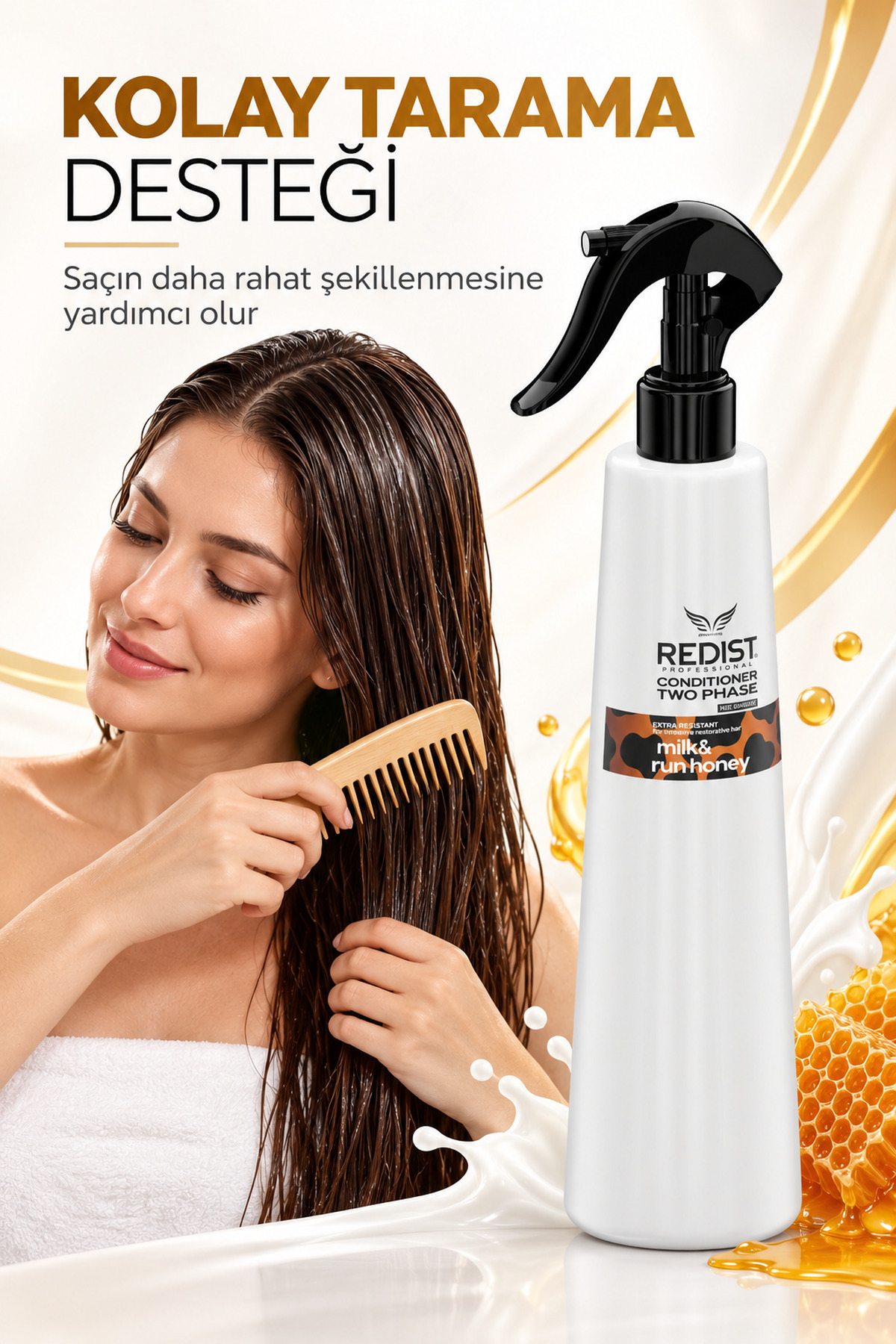 Saç Sütü 400 ml Milk & Honey – Nemlendirici Ve Parlaklık Veren Saç Bakımı — 525 — تصویر 4 از 9
