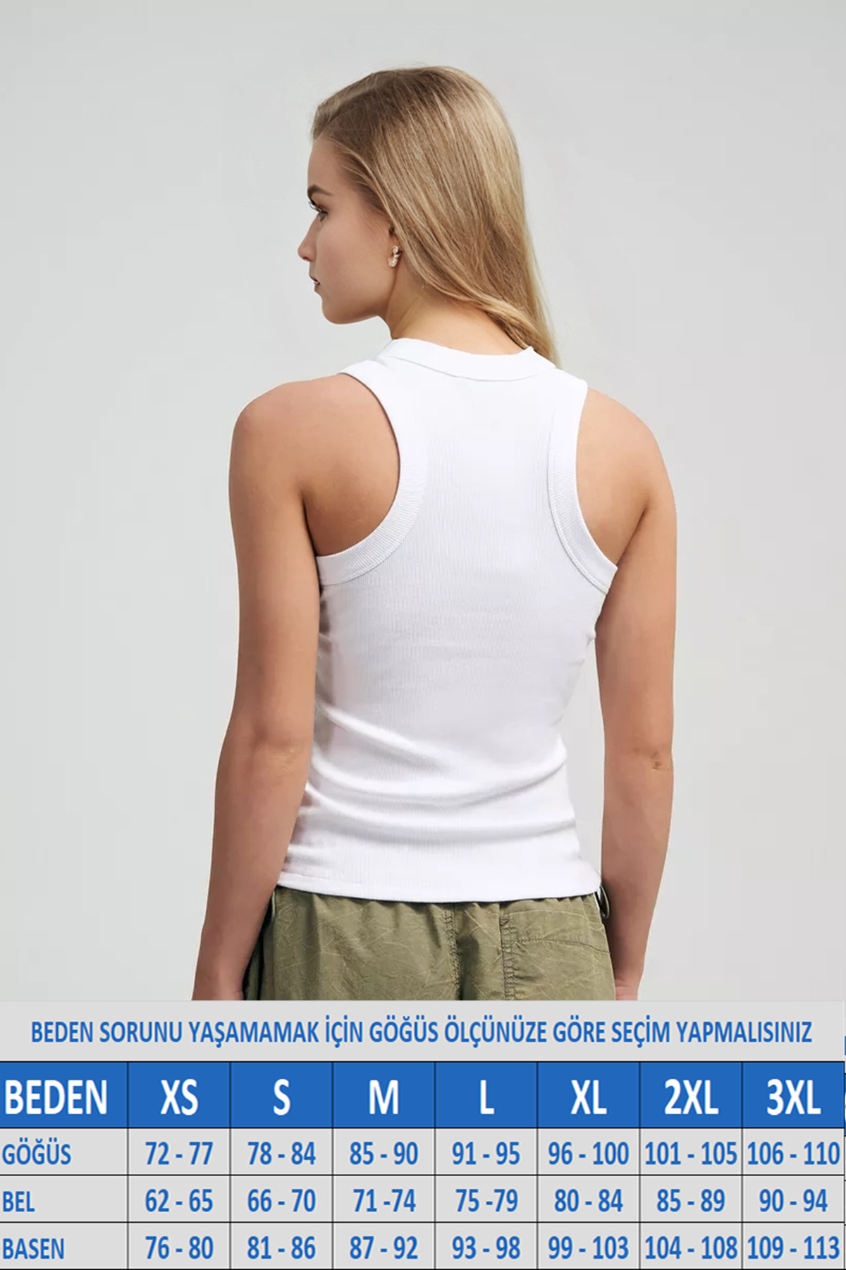 MİO ESTİLO Kadın Halter Yaka Kaşkorse Fitilli Beyaz Atlet, Novelle görsel 2