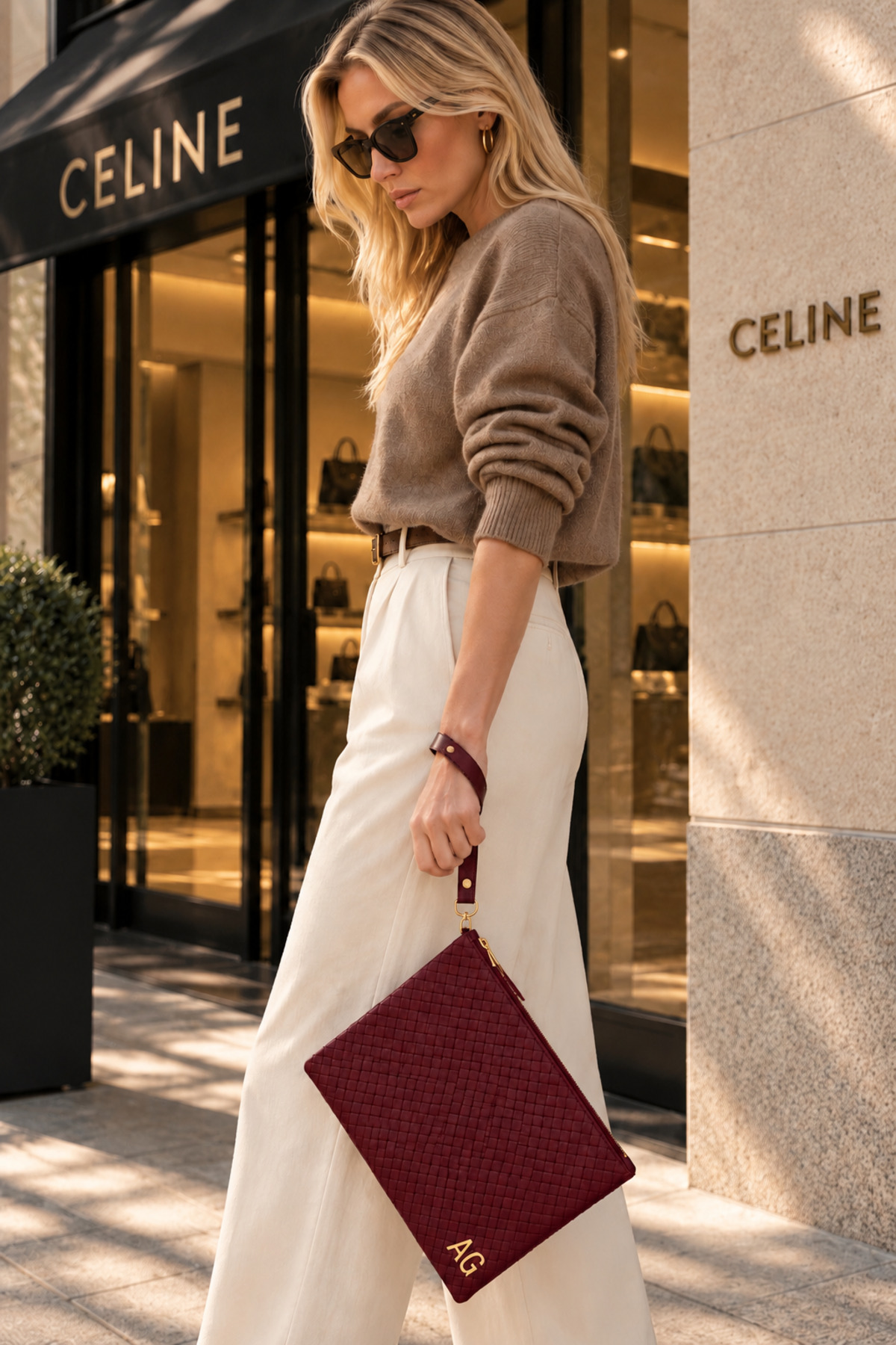 Genel Markalar Bordo Kişiye Özel kadın Portföy & Clutch Çanta, El Çantası görsel 2