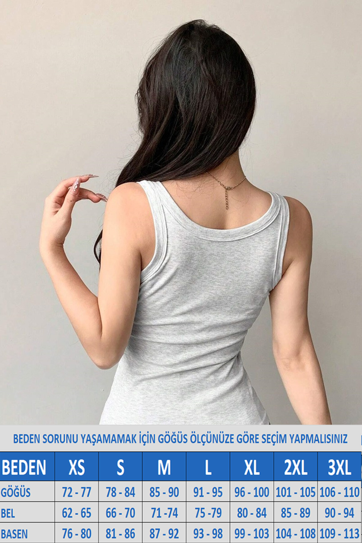 MİO ESTİLO Kadın Kalın Askılı Kaşkorse Fitilli Gri Atlet, Novelle görsel 2