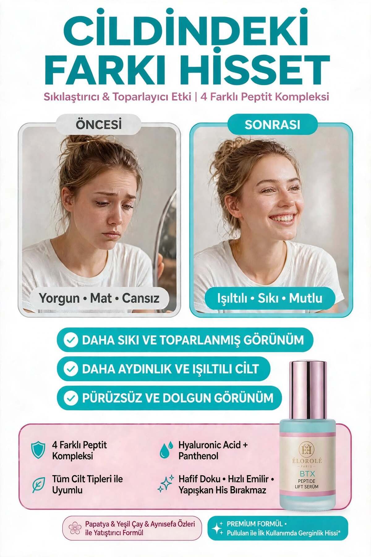 BTX Peptide Lift Leke Serum - Yaşlanma Karşıtı Görünüm, Kırışıklık ve İnce Çizgi Görünümünü Azaltmaya Yardımcı, Peptitli Dolgun ve Sıkı Görünüm — 8685260664012 — تصویر 2 از 8