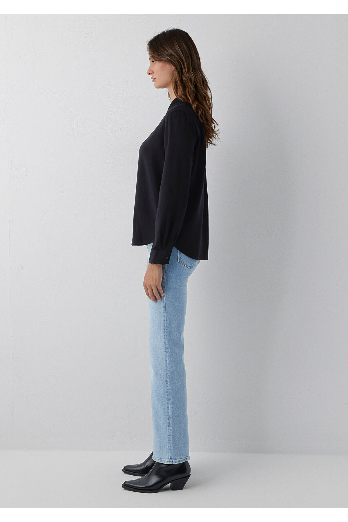 Siyah Vizkoz Gömlek Regular Fit / Normal Kesim 1211620-900 — مشکی — تصویر 4 از 7