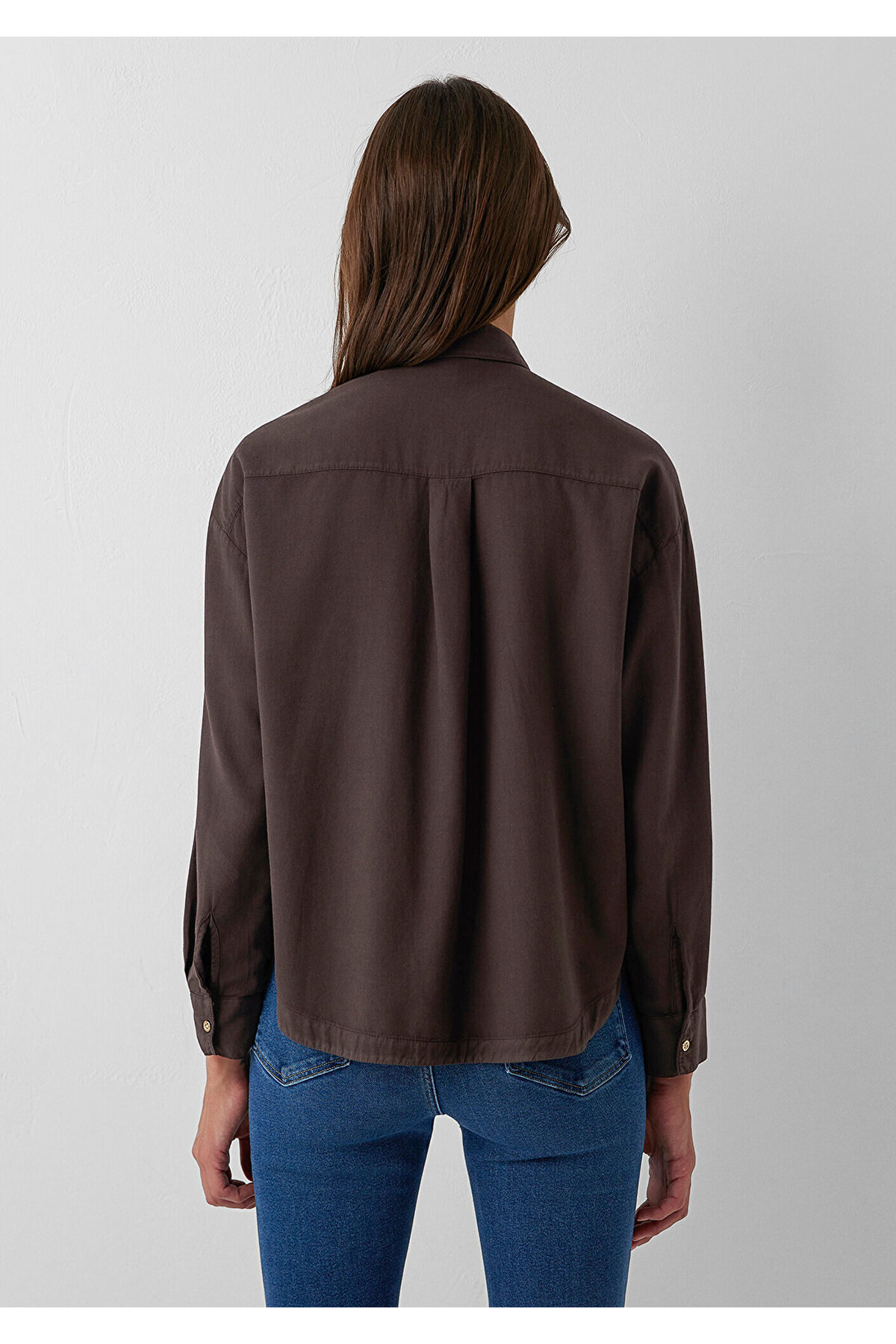 Düğme Detaylı Kahverengi Gömlek Loose Fit / Bol Rahat Kesim 1211383-70240 — قهوه‌ای — تصویر 5 از 8