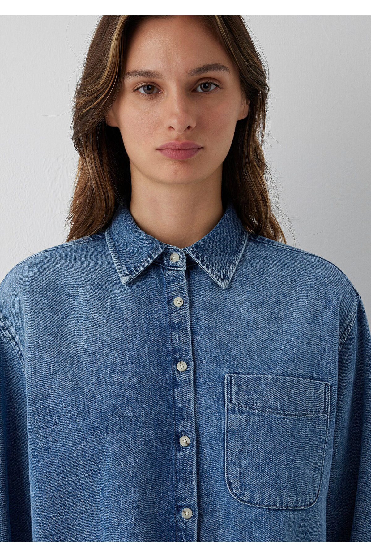 Nory Edition Keten Karışımlı Indigo Mavisi Gömlek Fitted / Vücuda Oturan Kesim 1221140-A4229 — آبی — تصویر 6 از 8