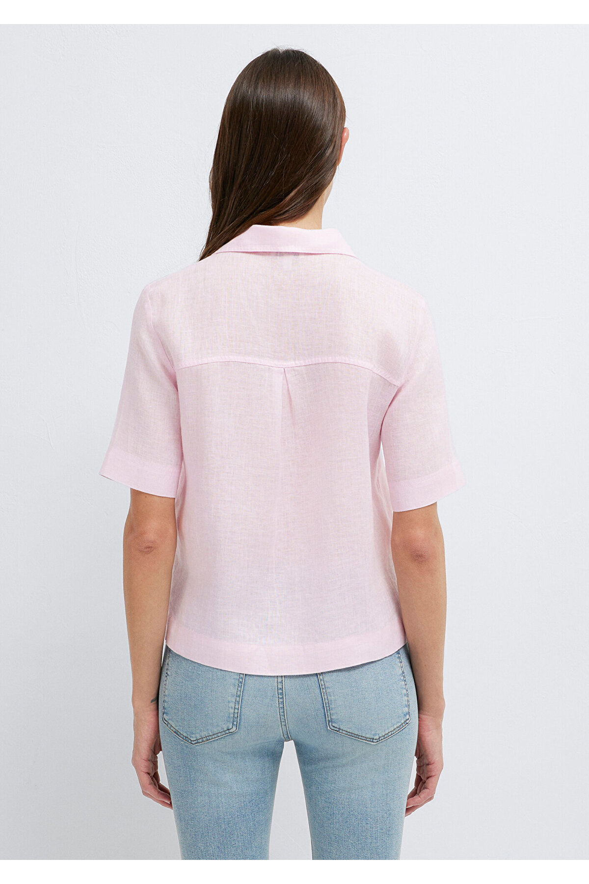 Cepli Pembe Keten Gömlek Slim Fit / Dar Kesim 1211466-90773 — صورتی — تصویر 6 از 8