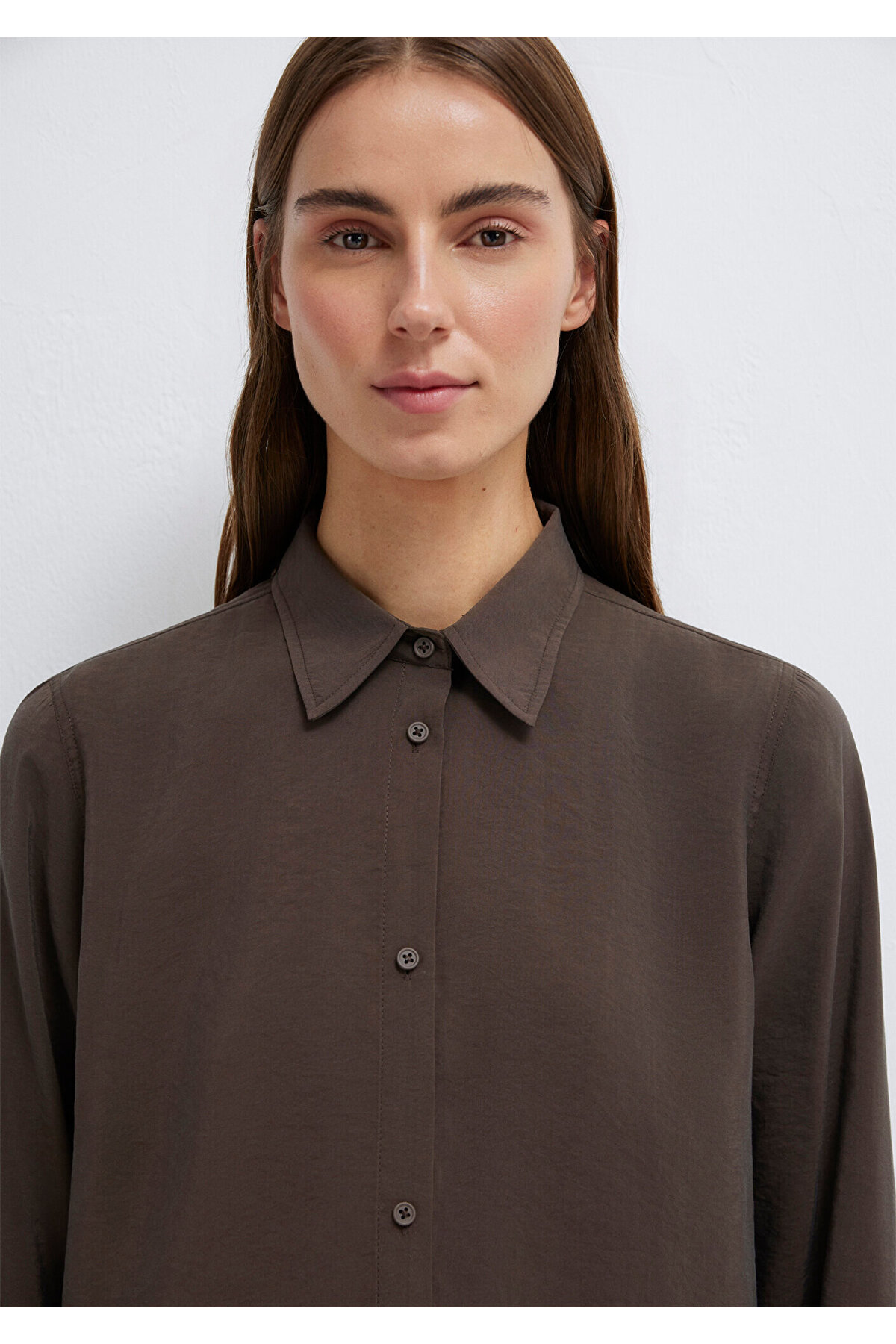 Kahverengi (TENCEL™) Liyosel Karışımlı Gömlek Regular Fit / Normal Kesim 1211374-70238 — قهوه‌ای — تصویر 7 از 8