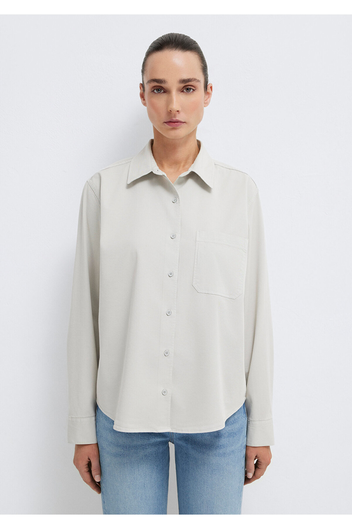 Cepli Gri Gömlek Loose Fit / Bol Rahat Kesim 1211385-80618 — خاکستری — تصویر 3 از 7
