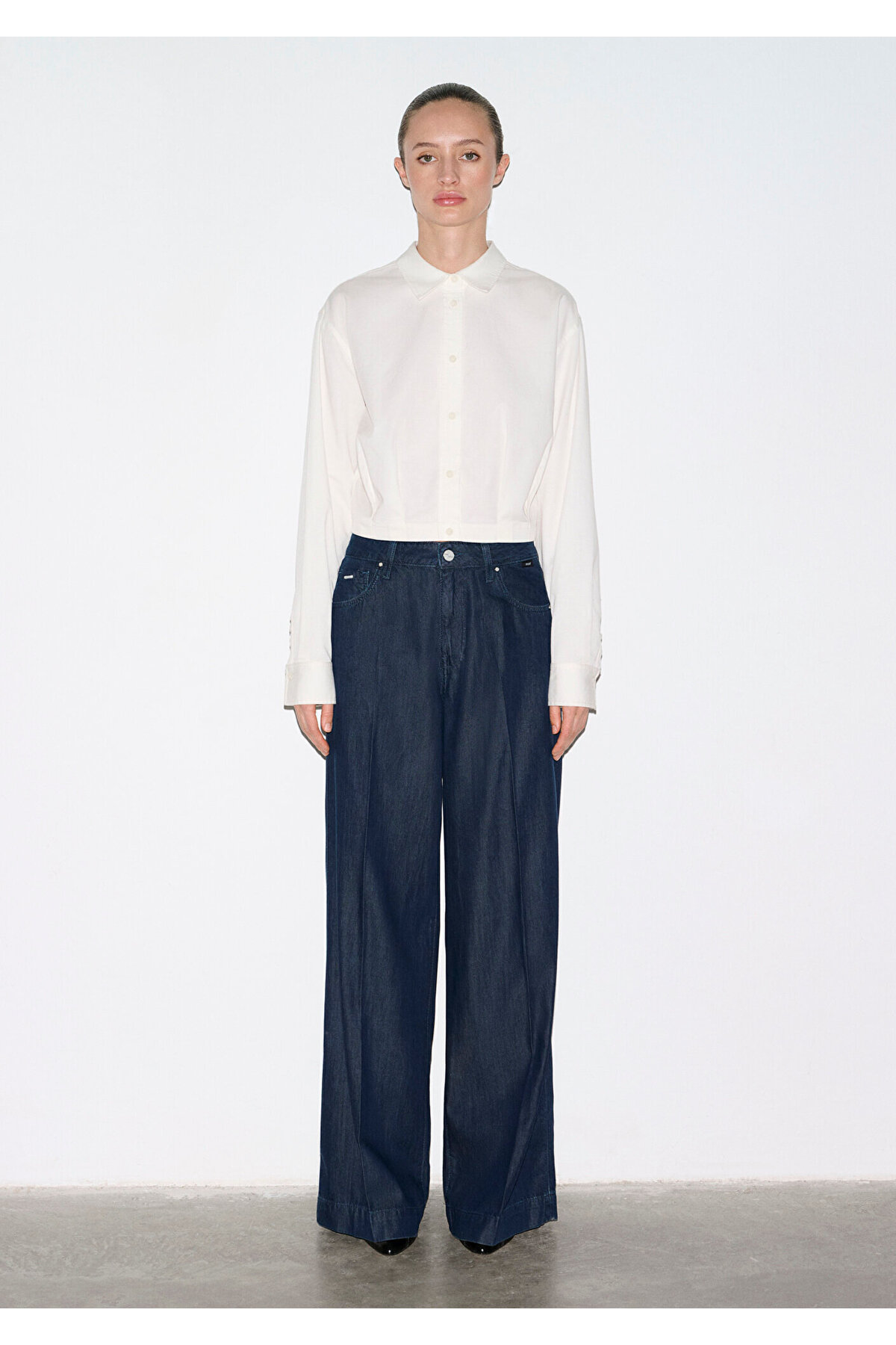 Ekru Crop Gömlek Loose Fit / Bol Rahat Kesim 1211430-70057 — اکرو — تصویر 3 از 5