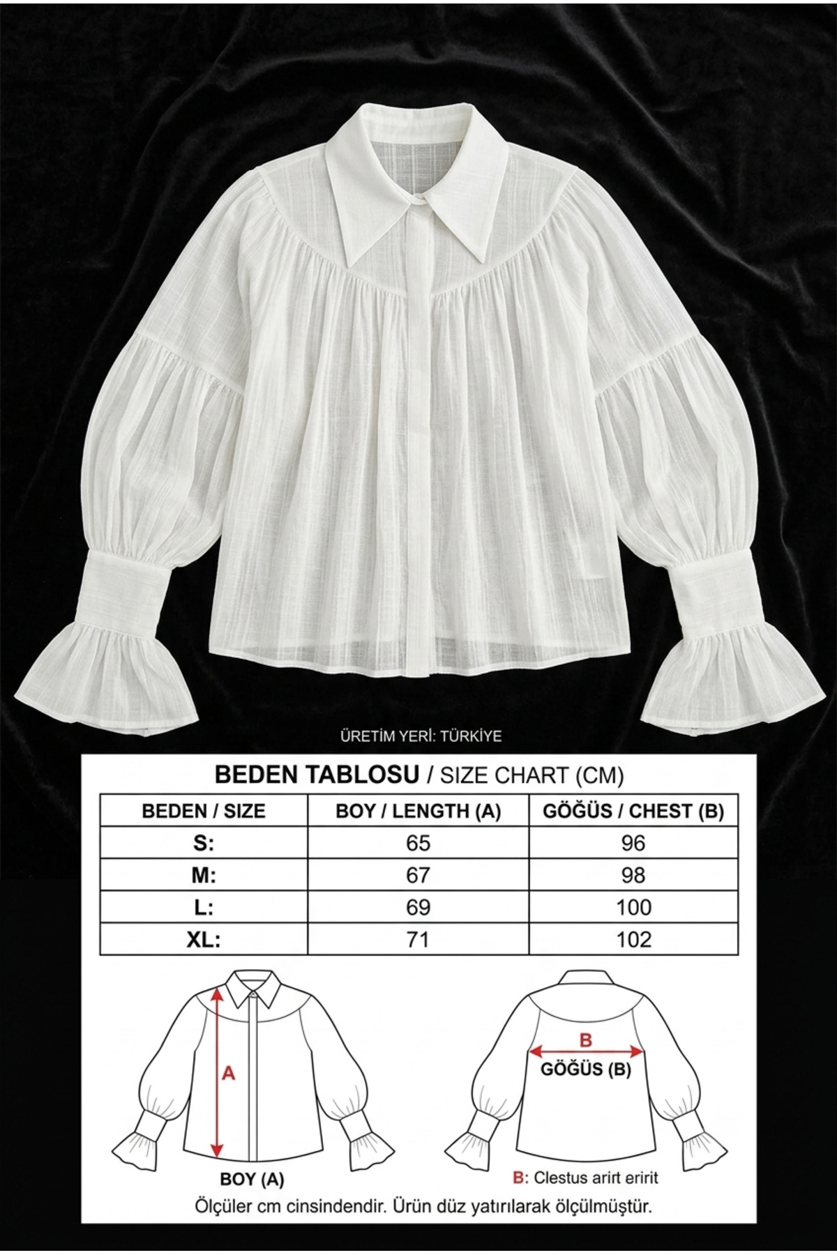 Lovely butik Beyaz Büzgülü Oversize Premium Geniş Kalıp Trend Gömlek