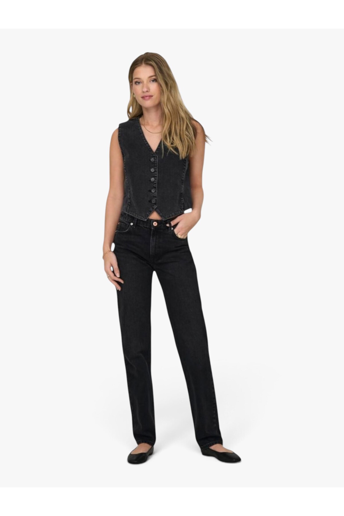 ONLY ONLJACI MW STRAIGHT BL DNM CRO Kadın Siyah Jean - 15301779 görsel 5