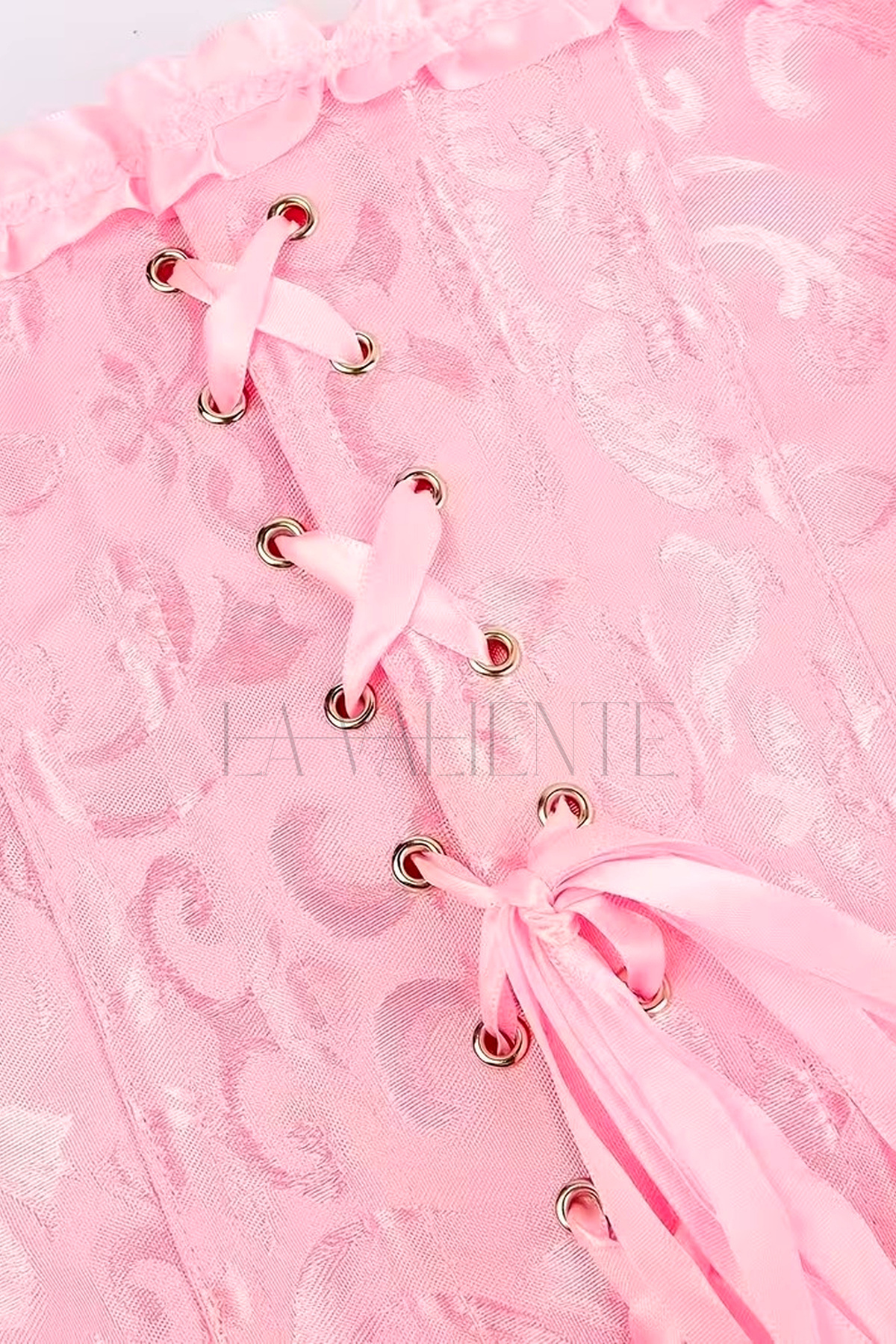 LA VALİENTE Aurelia Pembe Kadın Çiçek Desenli Korse Büstiyer Floral Crop Top görsel 7