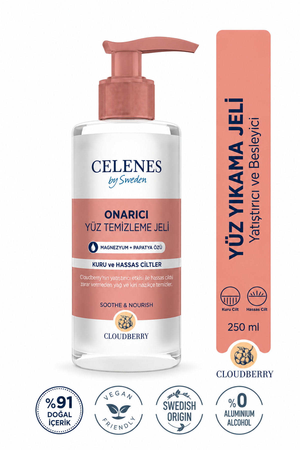 Celenes ژل پاک کننده صورت کلودبری برای پوست خشک و حساس ۲۵۰ میلی لیتر — ۷۳۵۰۱۰۴۲۴۸۵۳۶