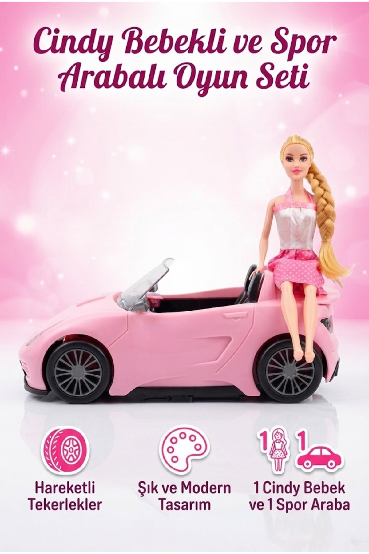 Tıfıl Toys Cindy'nin Arabası! 2 Parçalı Kıyafetli Bebekli ve Pembe