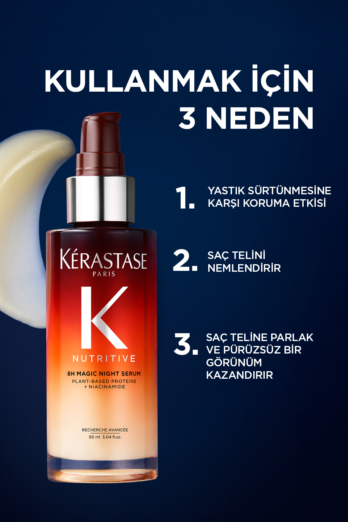 Nutritive Kuru Saçlar Için 8h Magic Night Yoğun Besleyici Gece Serumu 90 ml — E4040400 — تصویر 7 از 8