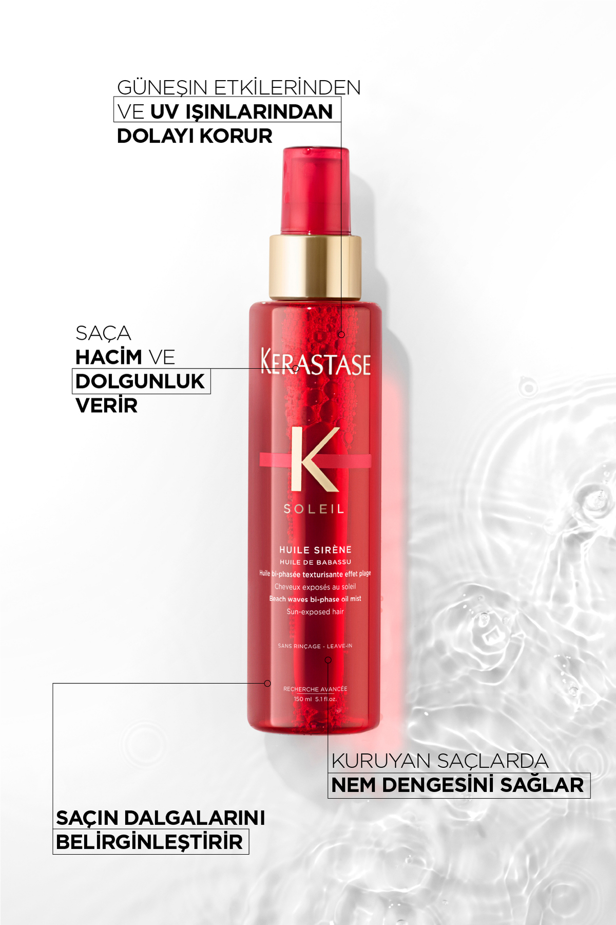 Soleil Huile Sirene Bukle Belirginleştirici Durulanmayan Çift Fazlı Sprey Yağ 150 ml — 3474636695324 — تصویر 3 از 8