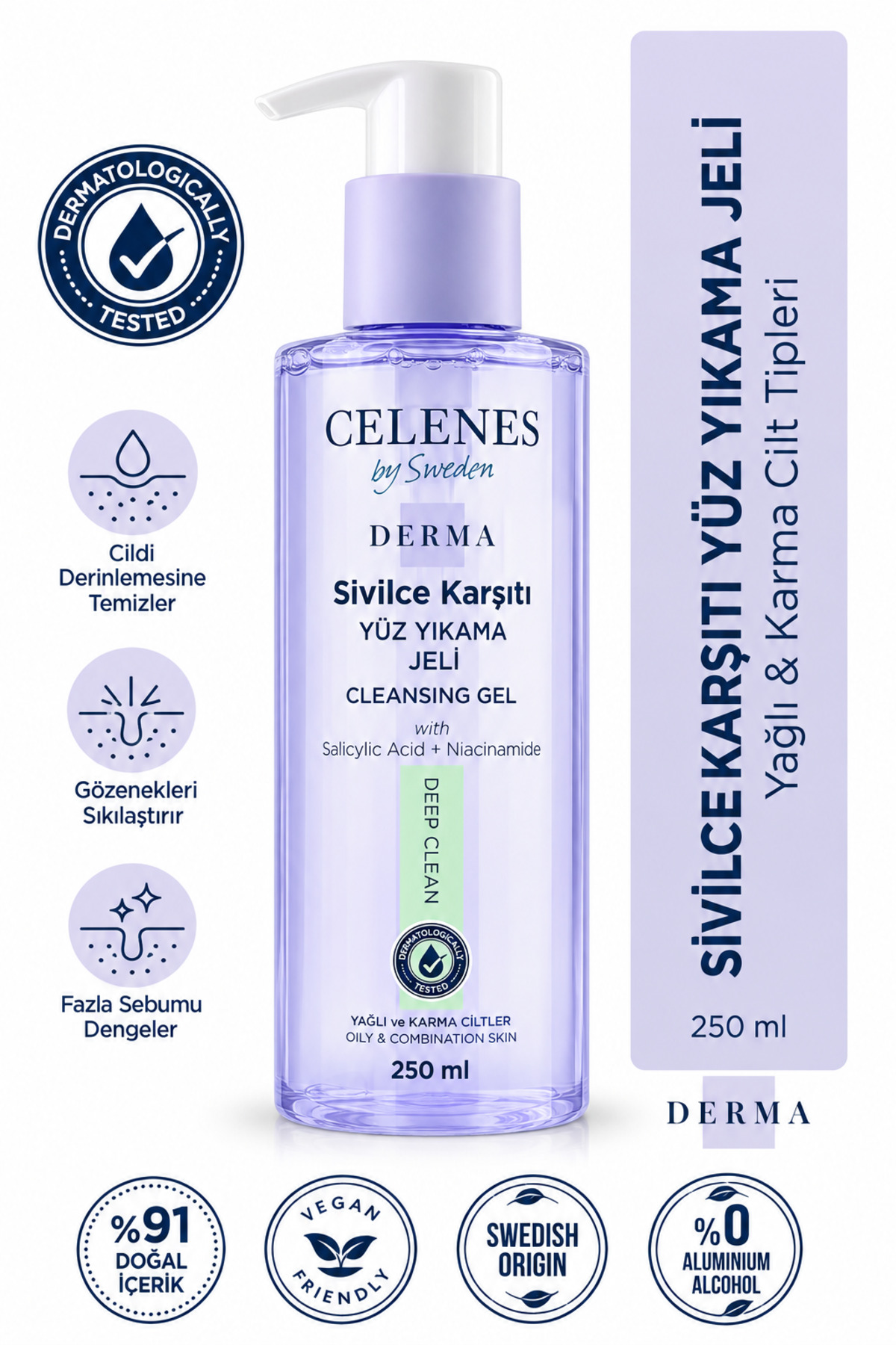 Celenes Karşıtı Derma Yüz Yıkama Jeli, 250 ml — 5140201