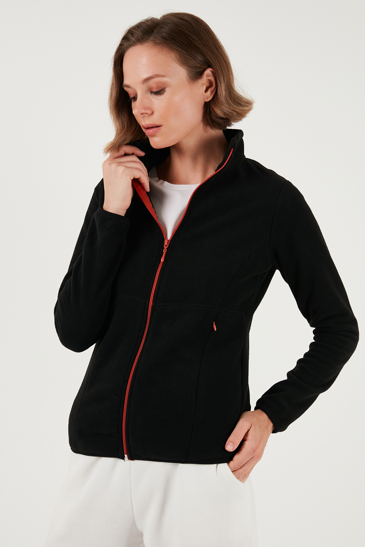 Lela Slim Fit Anti-Pilling Tüylenme Yapmayan Fermuarlı Polar Hırka Kadın HIRKA 5907012 görsel 2