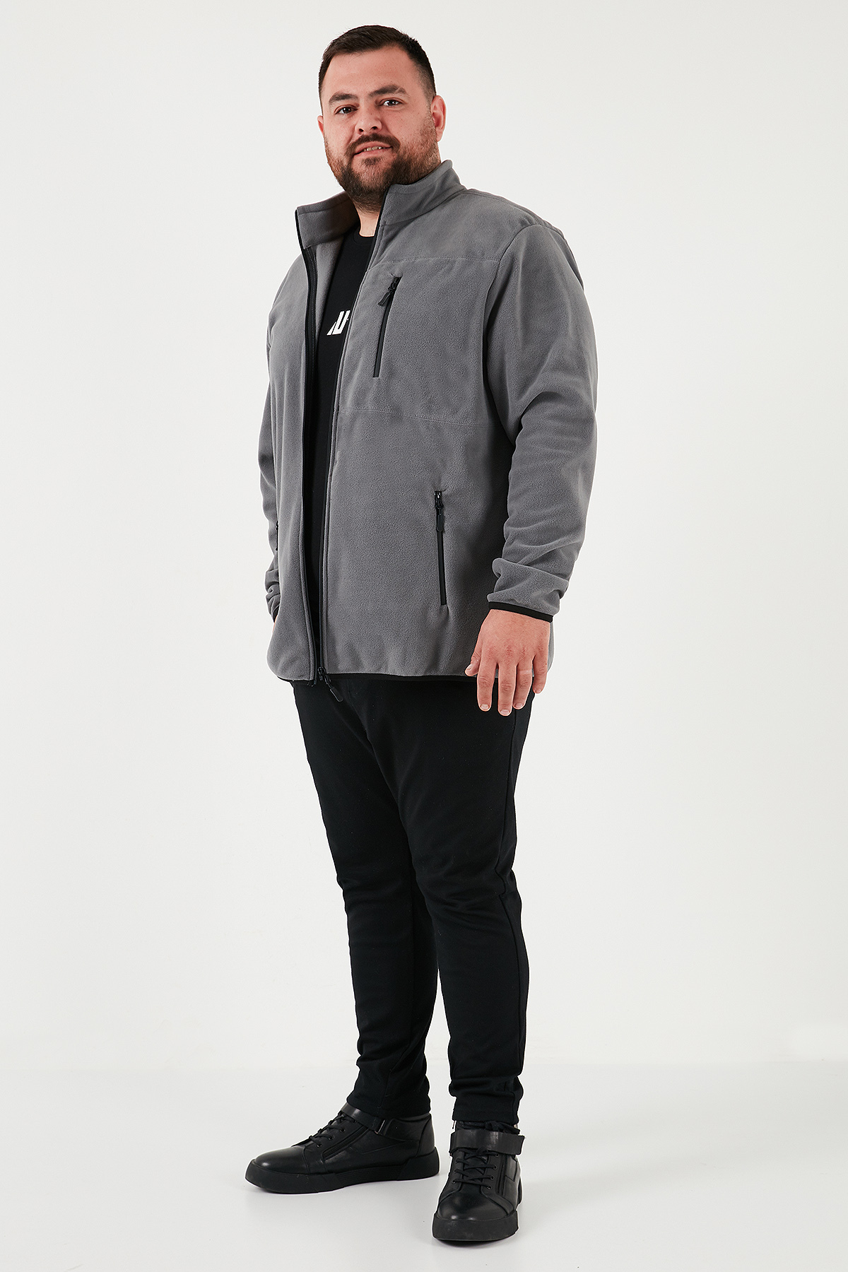 Buratti Regular Fit Dik Yaka Fermuarlı Büyük Beden Polar Hırka Erkek HIRKA 5906028B görsel 2