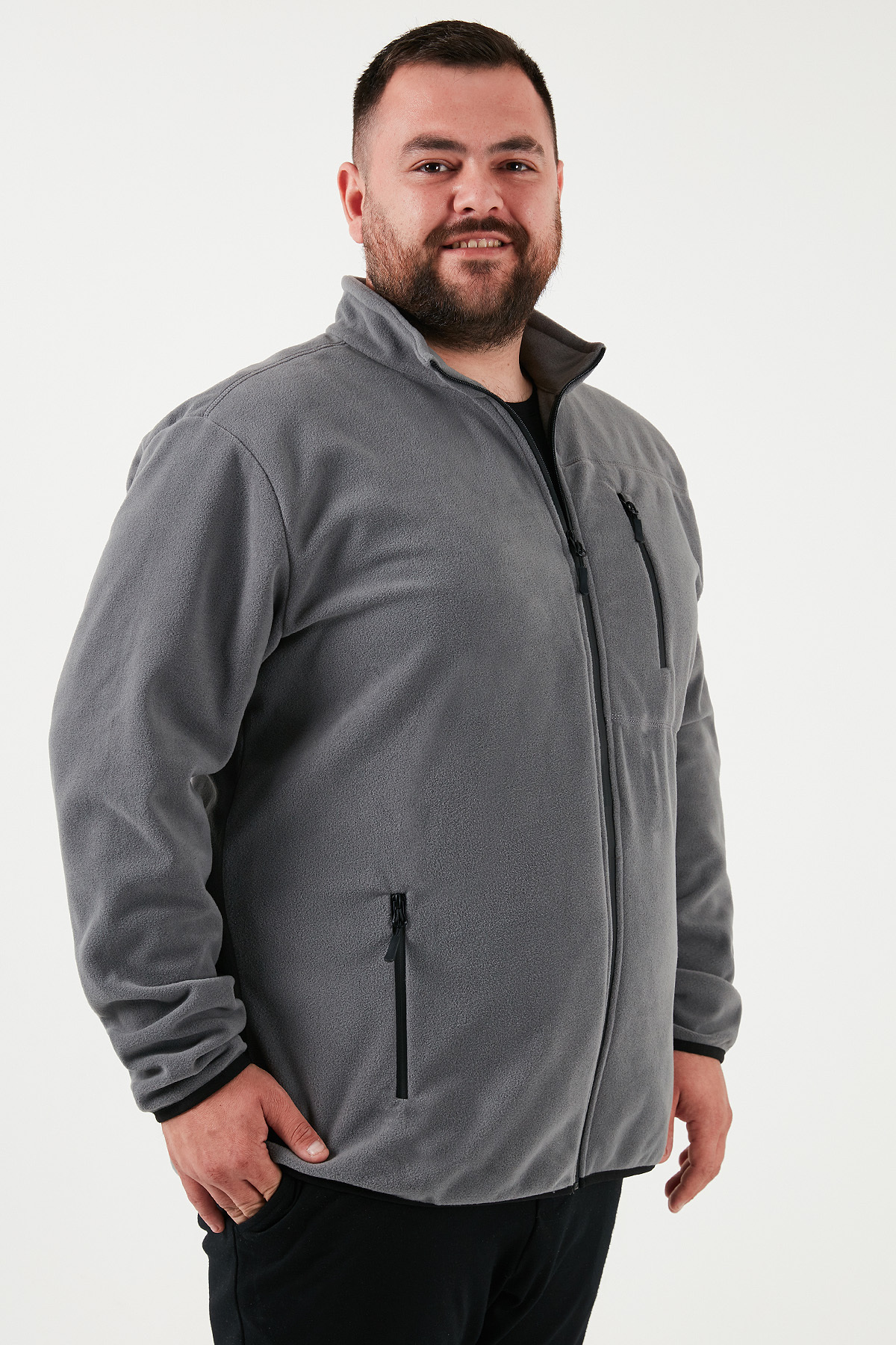 Buratti Regular Fit Dik Yaka Fermuarlı Büyük Beden Polar Hırka Erkek HIRKA 5906028B görsel 3