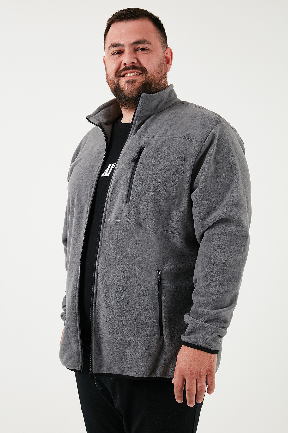 Buratti Regular Fit Dik Yaka Fermuarlı Büyük Beden Polar Hırka Erkek HIRKA 5906028B görsel 5