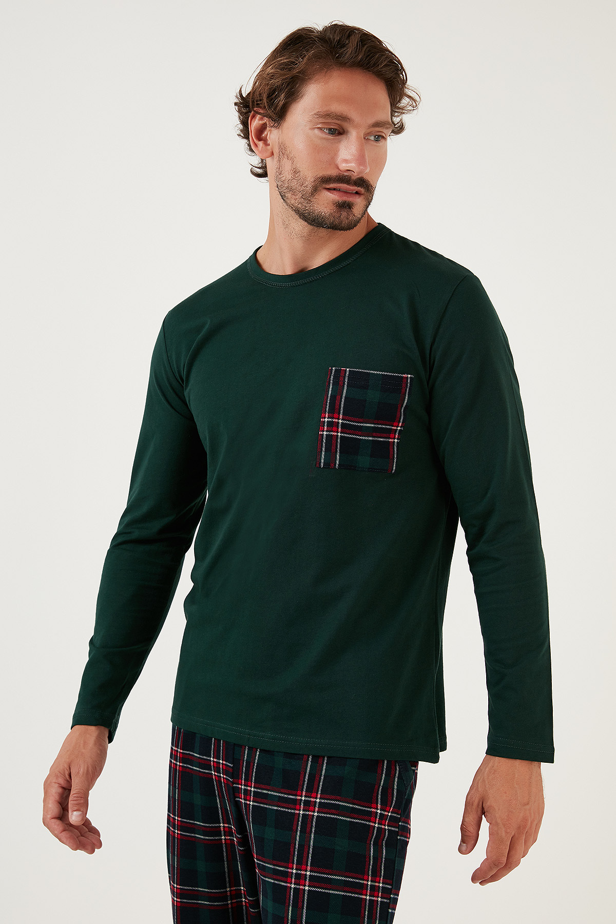 Buratti Ekoseli Cepli Beli Lastikli % 100 Pamuk Regular Fit Pijama Takımı Erkek PİJAMA TAKIMI 657200 görsel 3