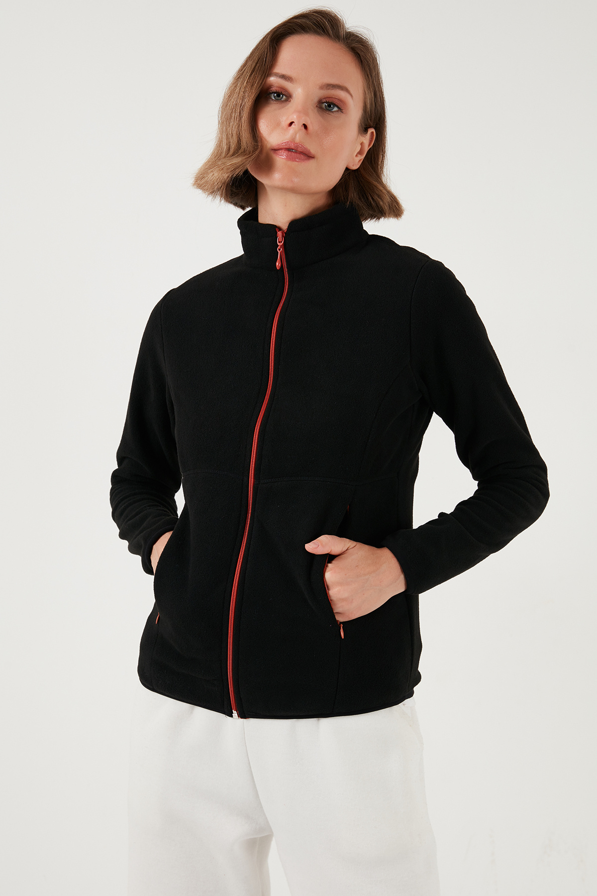 Lela Slim Fit Anti-Pilling Tüylenme Yapmayan Fermuarlı Polar Hırka Kadın HIRKA 5907012 görsel 3