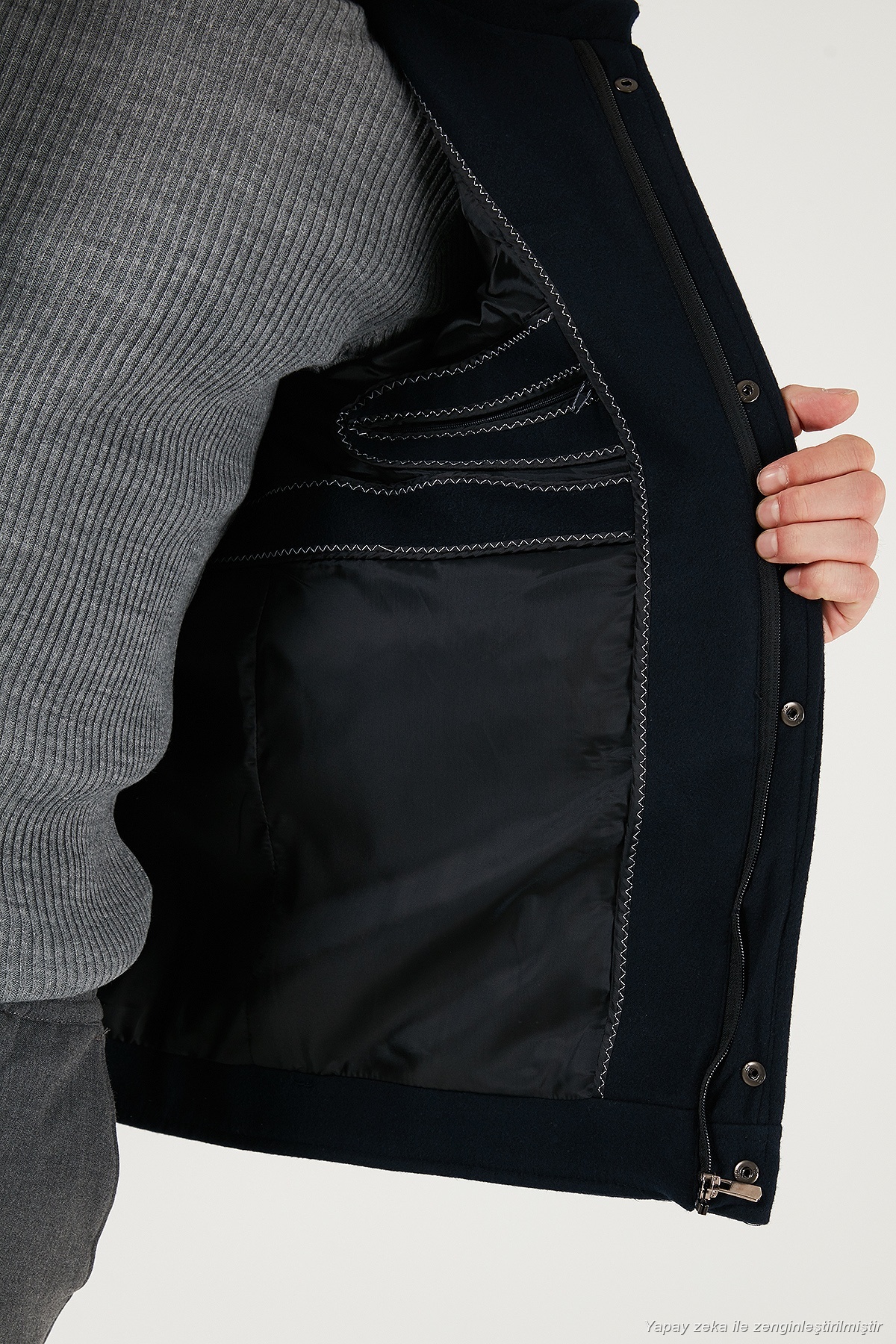 Buratti Slim Fit Ceket Yaka Astarlı Kaşe Kaban Erkek KABAN 58400347 görsel 6