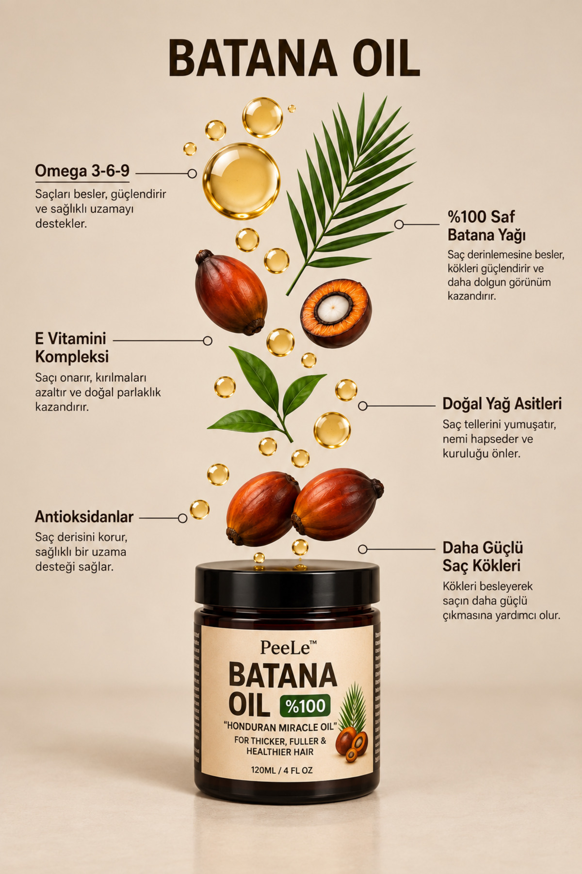 Batana Doğal Saç Bakım Yağı — PEELE-BATANA-120ML — تصویر 4 از 8