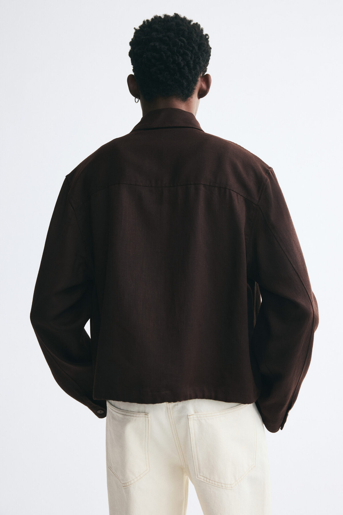 H&M Keten Karışımlı ve Fermuarlı Overshirt Gömlek görsel 5