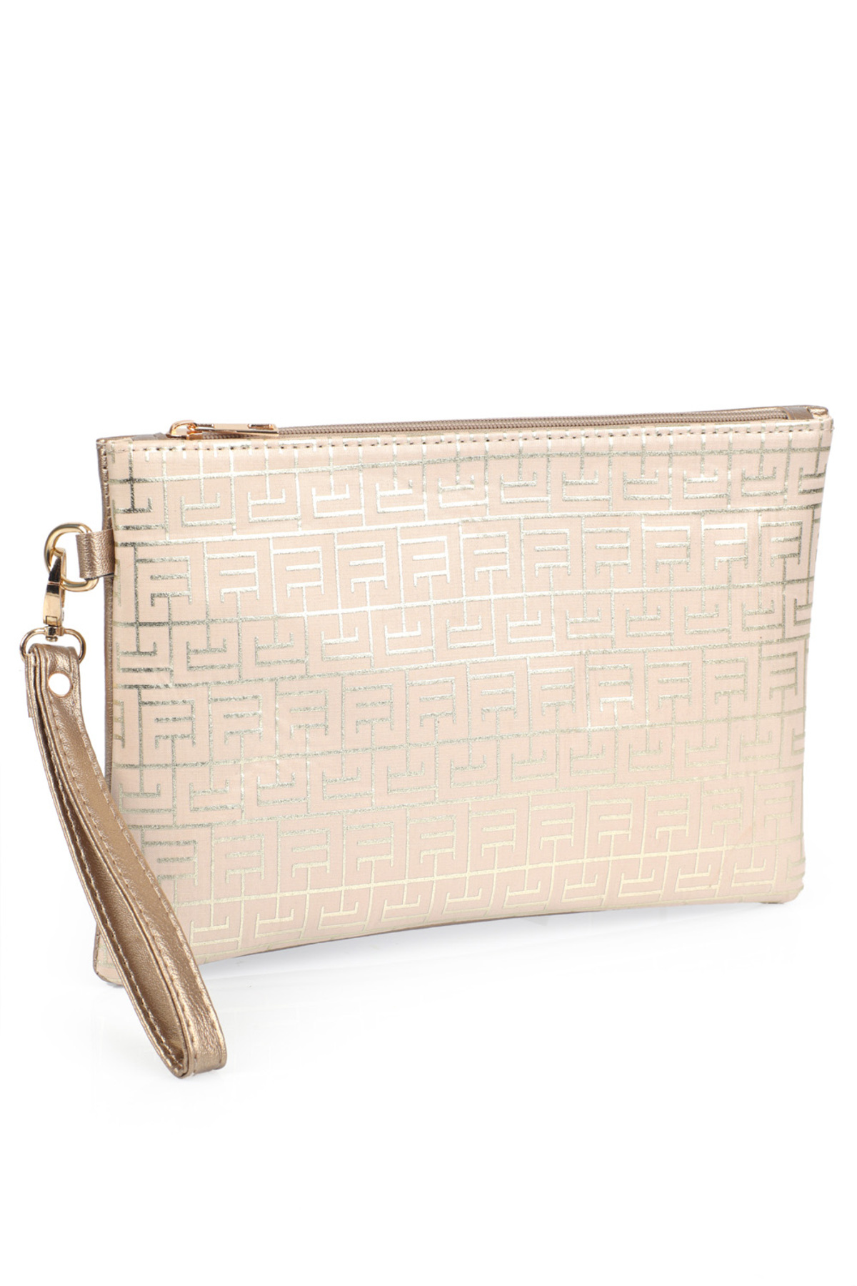 Capone Outfitters Saten Labirent Desenli Paris Kadın Clutch Çanta görsel 2