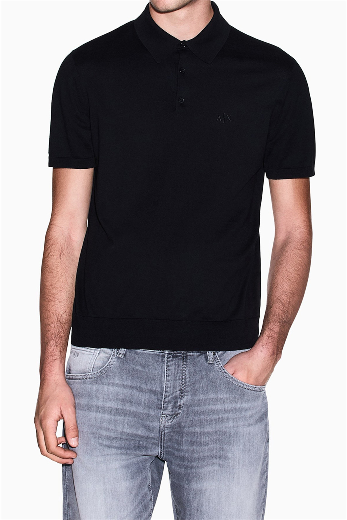 تی شرت یقه دار مردانه مشکی آرمانی اکسچنج تی شرت Armani Exchange