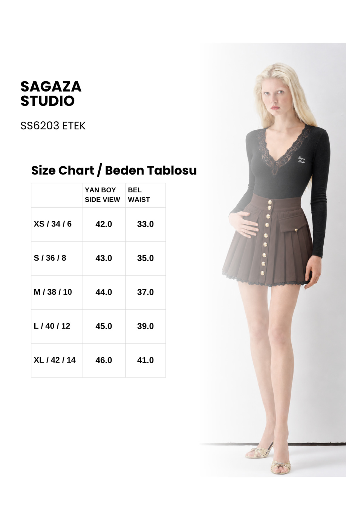 Sagaza Studio SS6203 PİLELİ ETEK