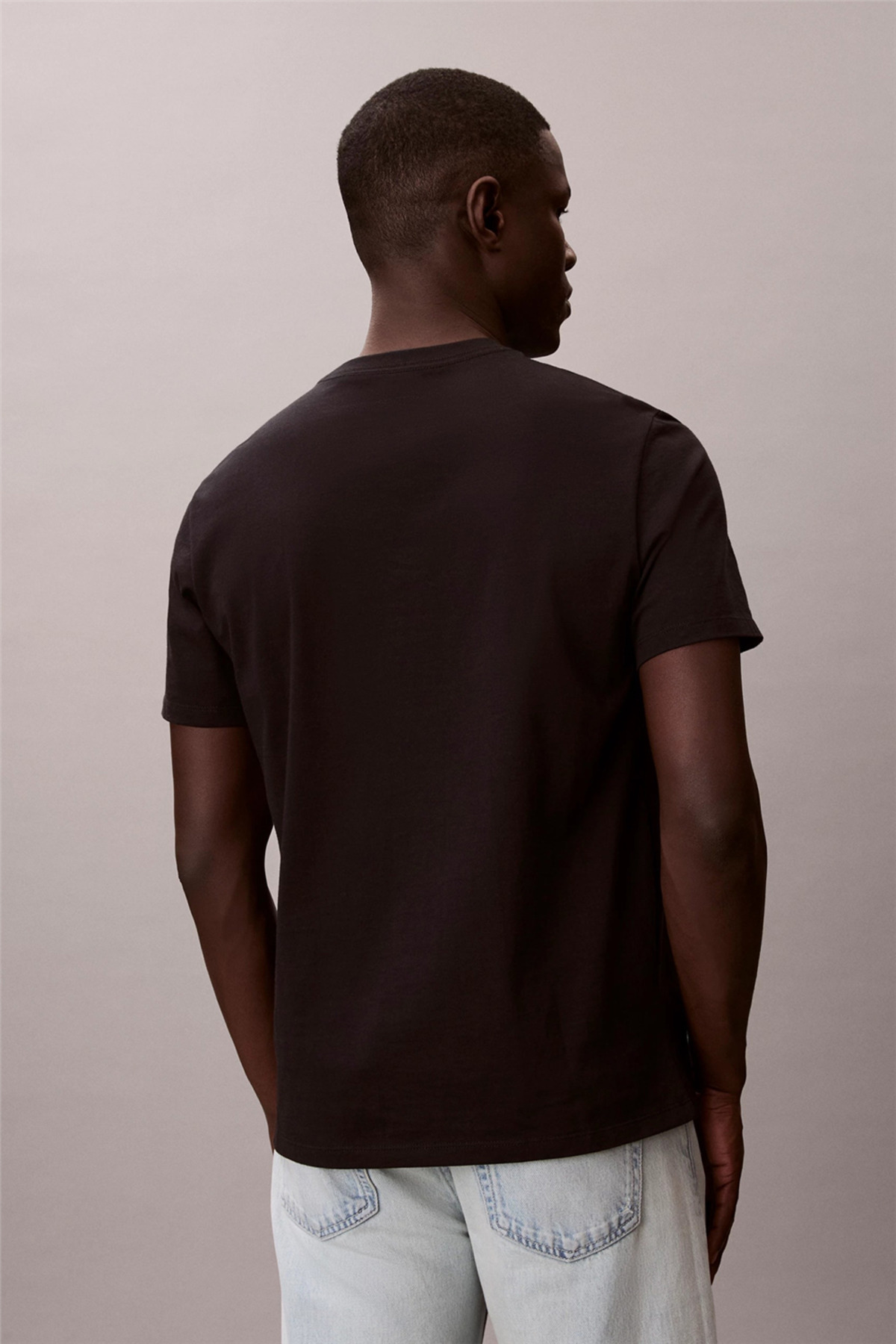 Calvin Klein Ss 30S Micro Monologo Tee Erkek Bisiklet Yaka T-Shirt Siyah görsel 2