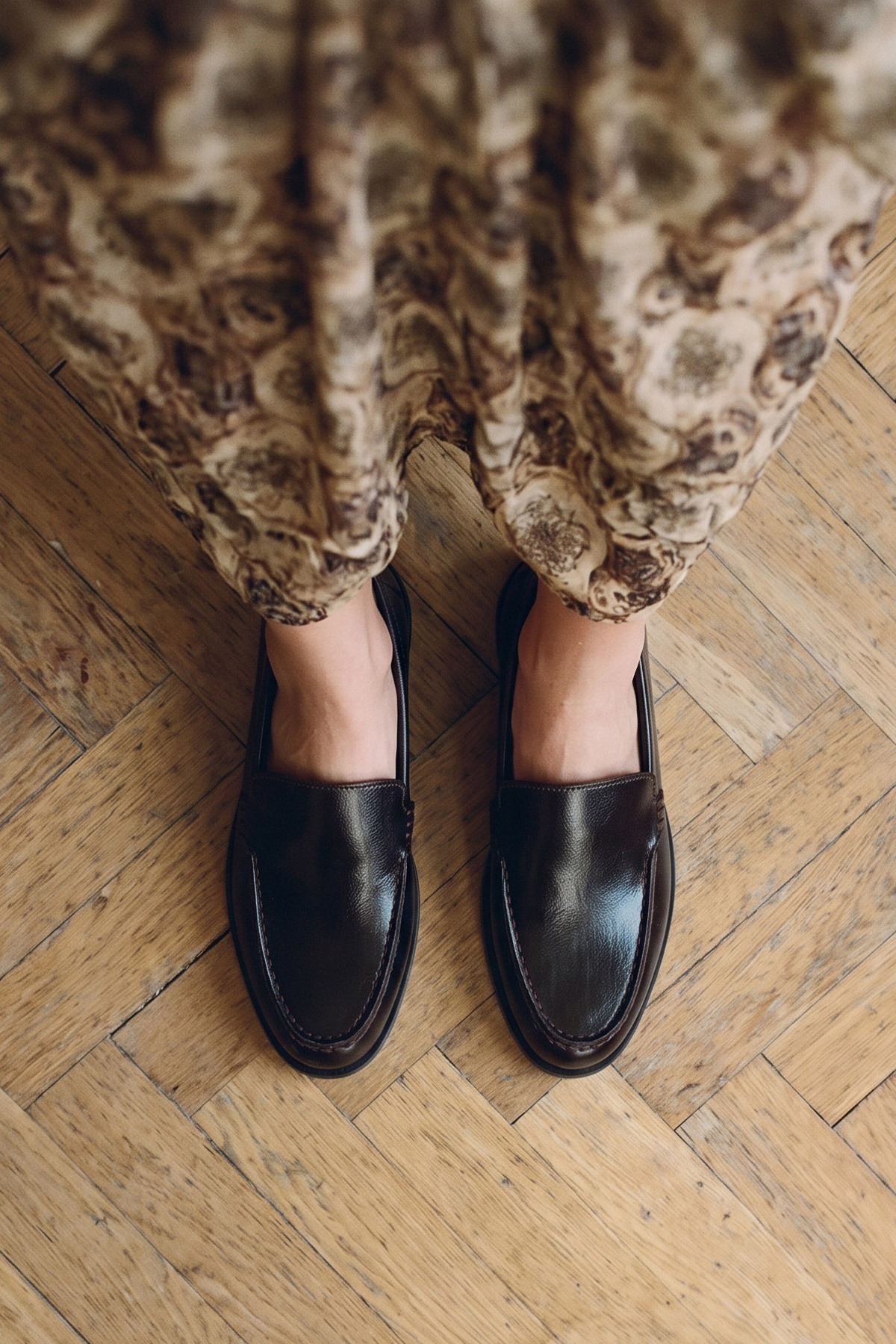 LUTVELIZADE Loafer 2602 - Klasik Deri Görünümlü Acı Kahve Kadın Loafer görsel 2