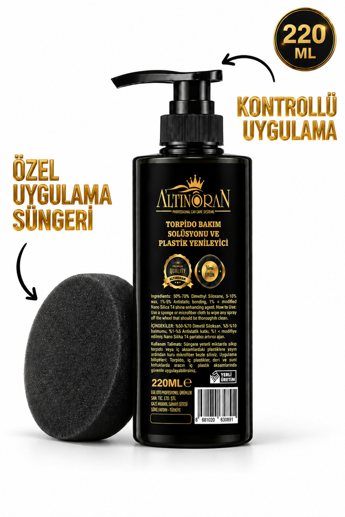 Altınoran İç Dış Plastik Yenileyici Torpido ve Tampon Parlatıcı