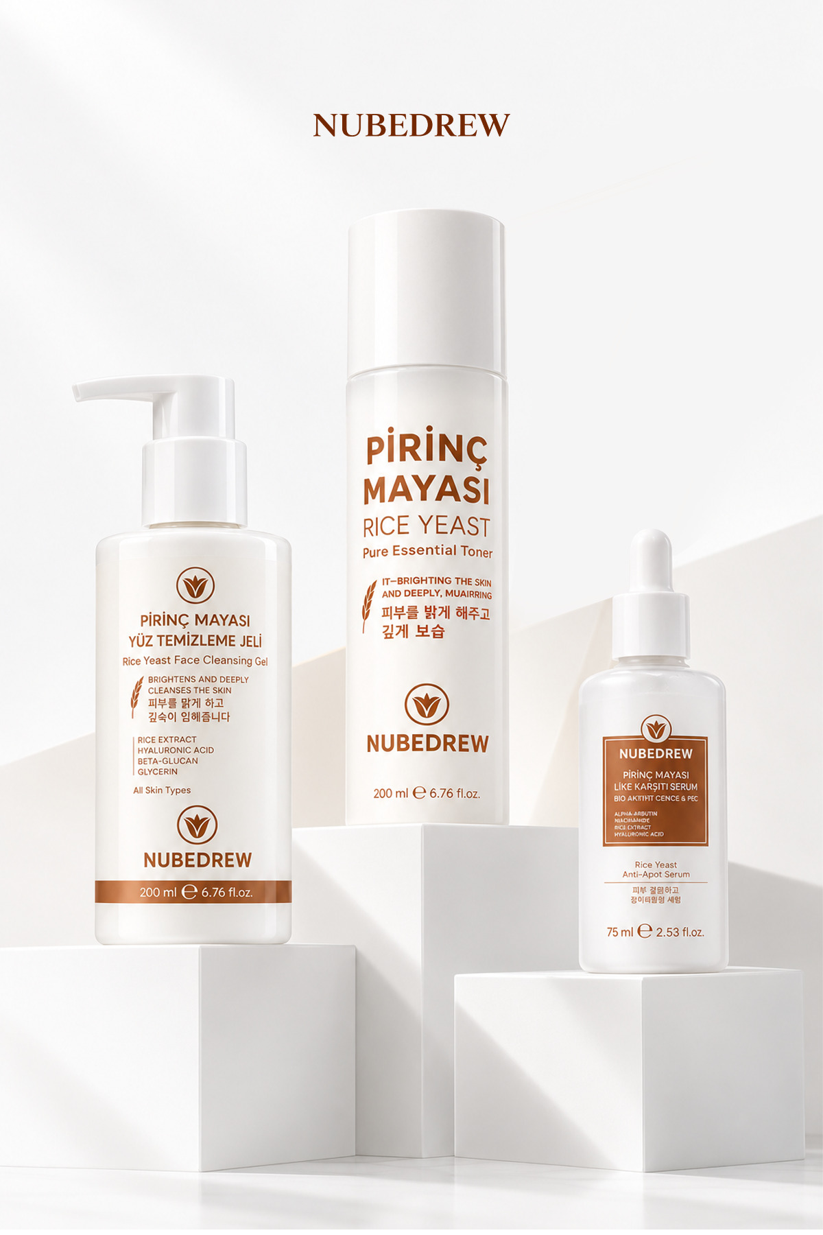 K-Beauty Cam Cilt Bakım Seti 3'lü – Pirinç Mayası Tonik + Leke Karşıtı Serum + Yüz Temizleme Jeli — 3LÜPİRİNÇBKMSET — تصویر 6 از 9