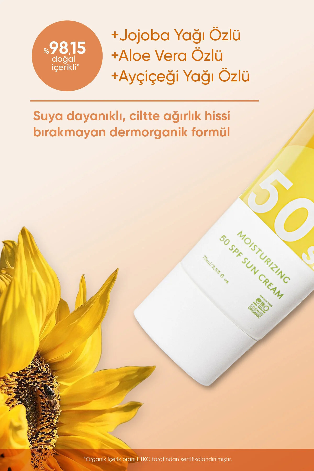 کرم ضد آفتاب ارگانیک با فیلتر معدنی SPF 50 و اکسید روی | پوست حساس 75 میلی لیتر — IVN33G — تصویر 2 از 7