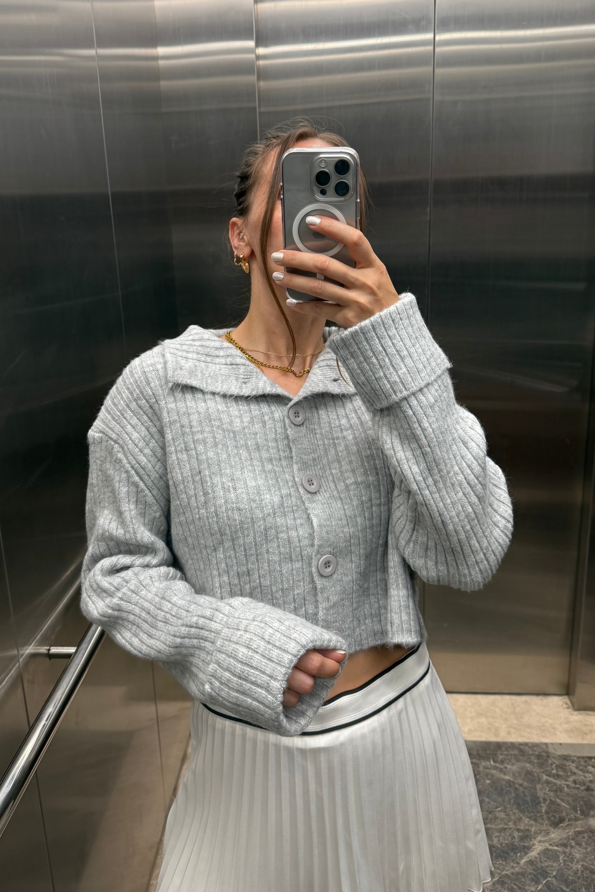 Basic Crop Yumuşak Dokulu Dik Yaka Triko Hırka AW25HI0004