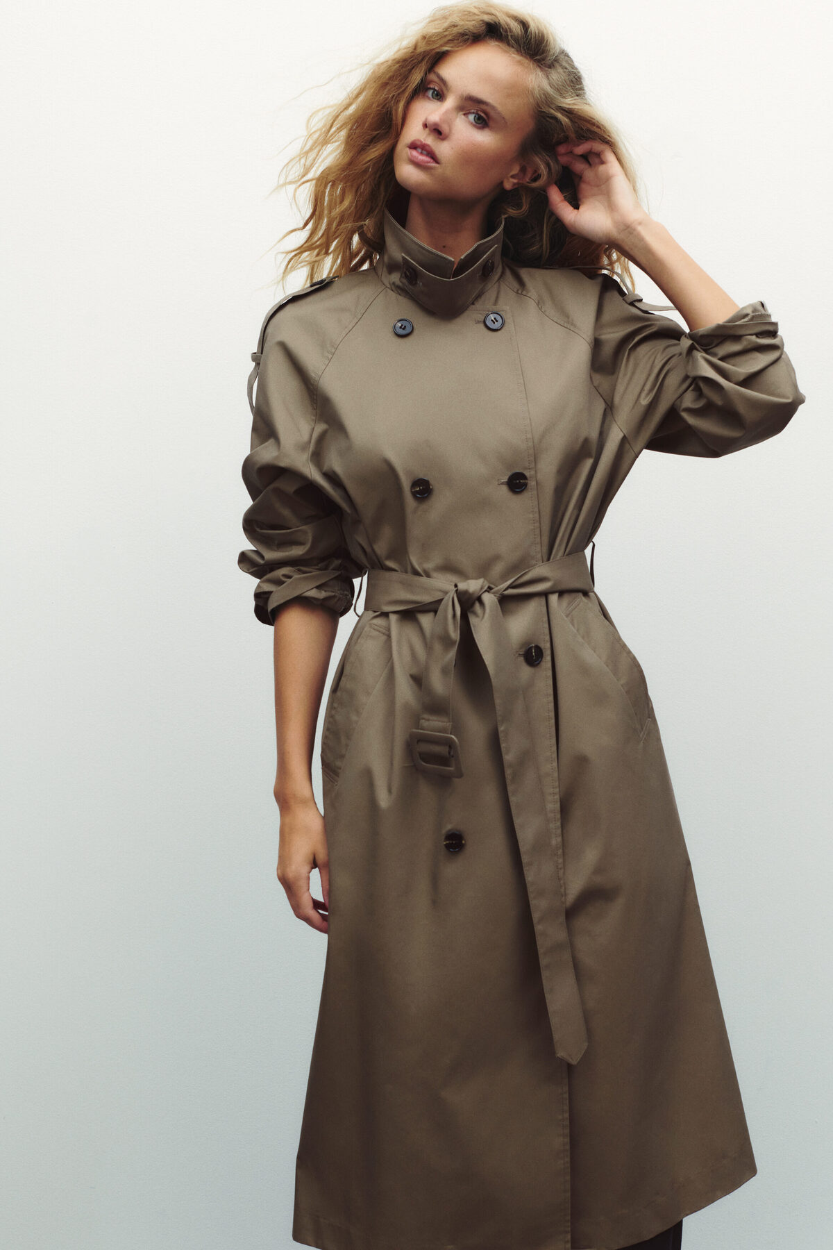 H&M Kruvaze Gabardin Trençkot