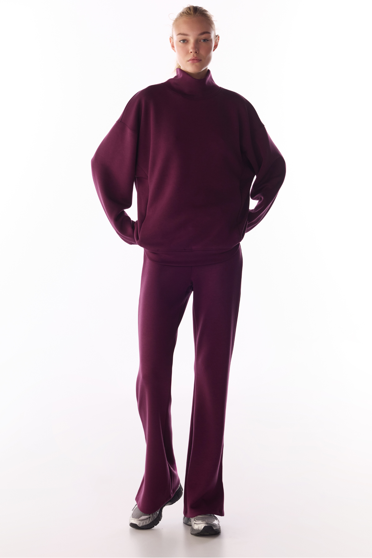 Penti Bordo İpeksi Dokunuş Silky Touch Paça Detaylı İspanyol Paça (Flare) Pantolon görsel 5