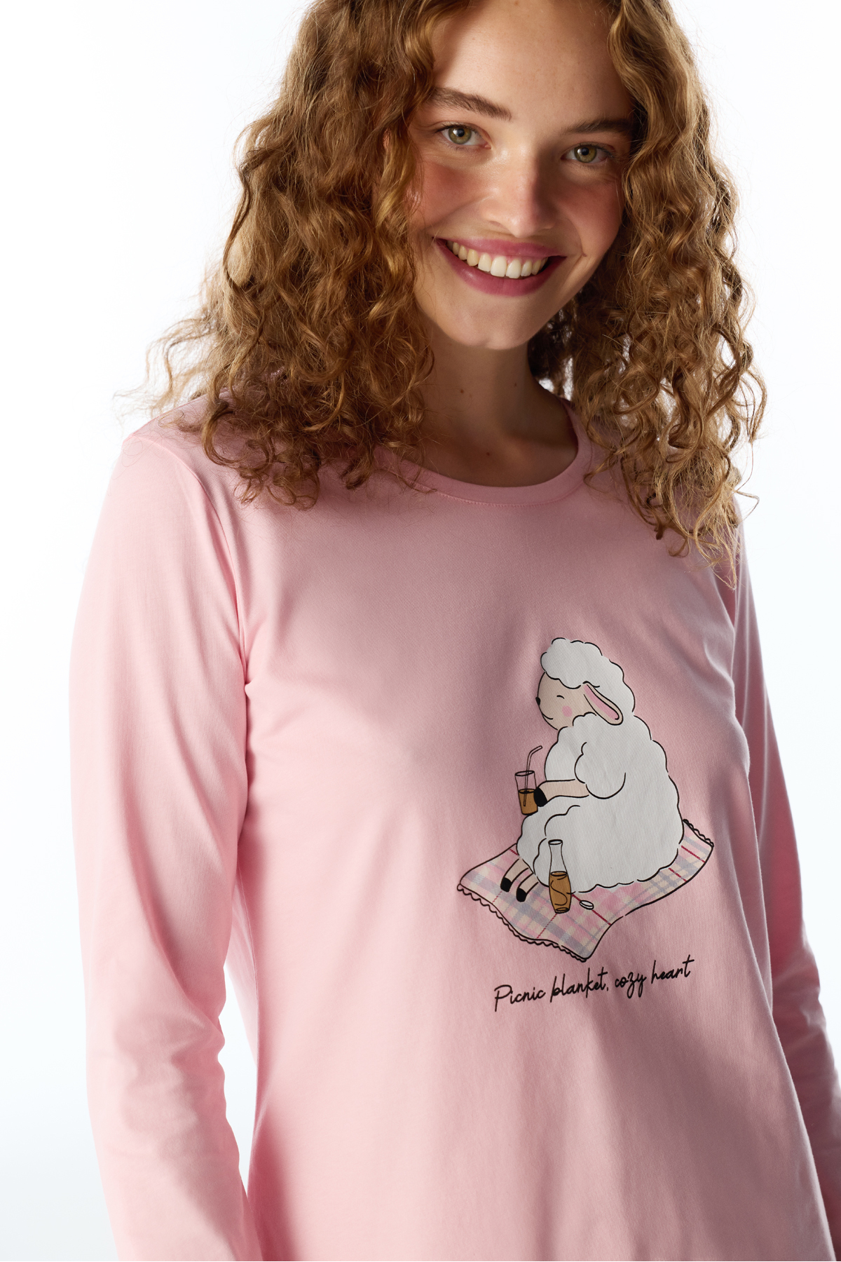 Penti Pembe Rahat Kalp Uzun Kollu Pantolon Pijama Takımı görsel 2