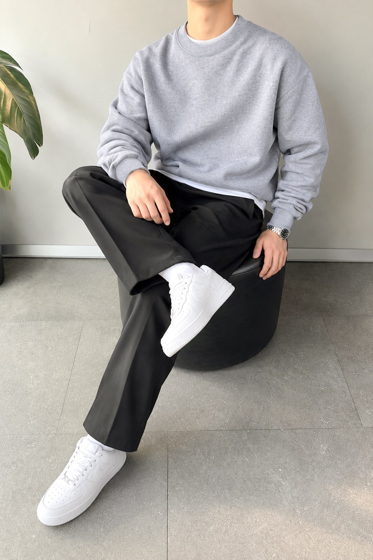 Basic Oversize Sweatshirt — خاکستری FLAW-271-001-002 — تصویر 4 از 4