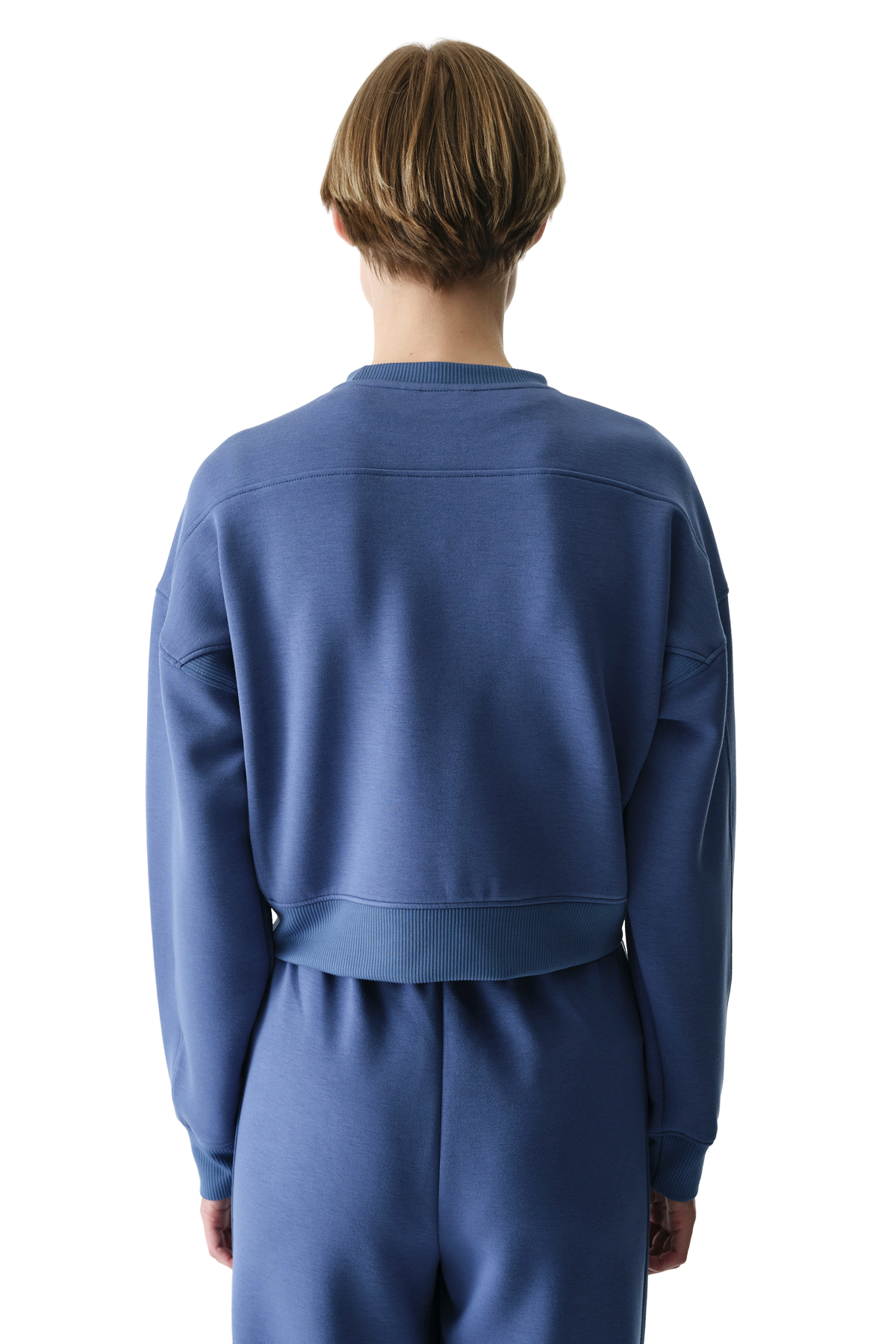 Penti Mavi İpeksi Dokunuş Silky Touch Kontrast Detaylı Bisiklet Yaka Sweatshirt görsel 2