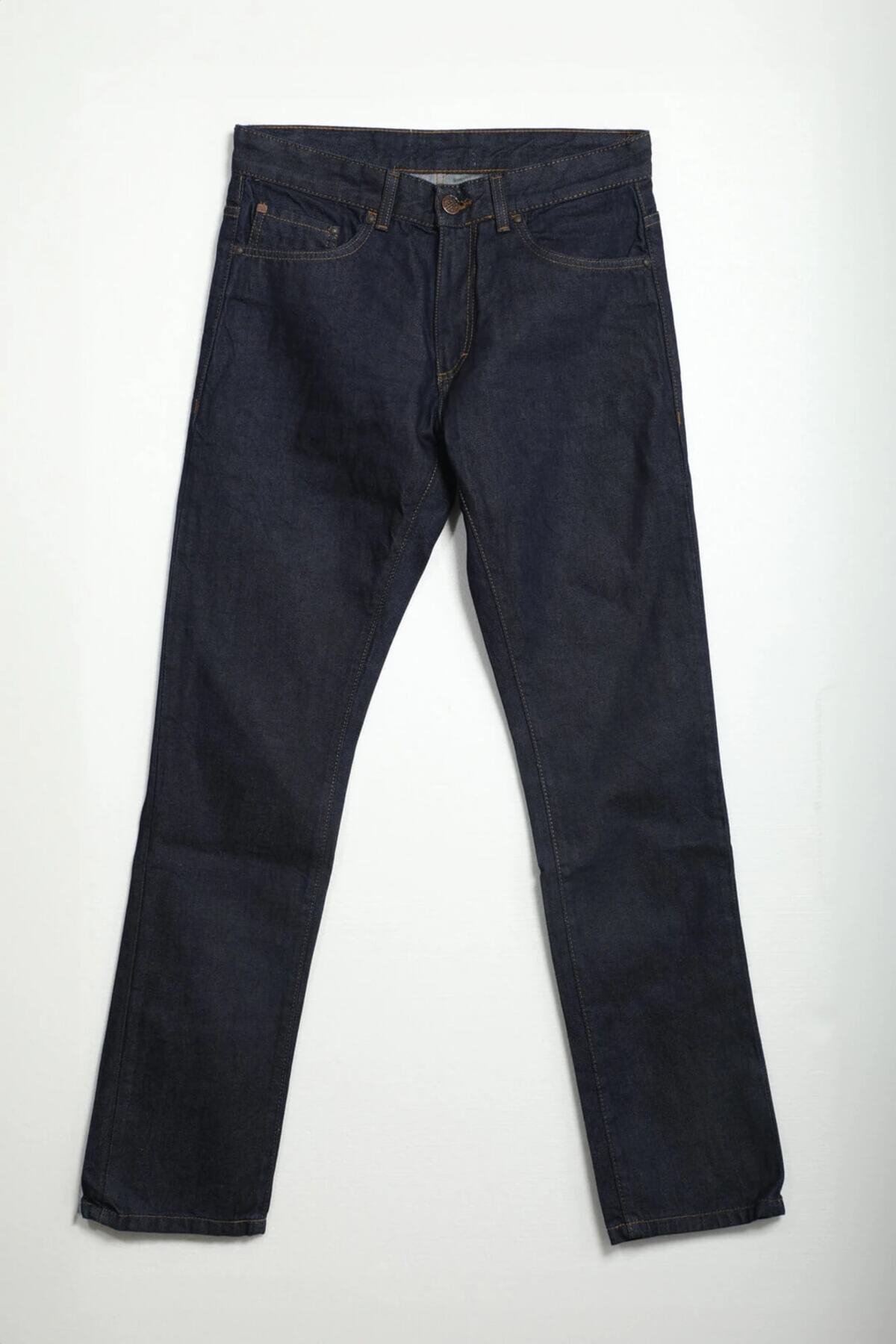 Bluewhite Erkek Regular Fit Normal Kesim %100 Pamuk Lacivert Jean Pantolon görsel 5