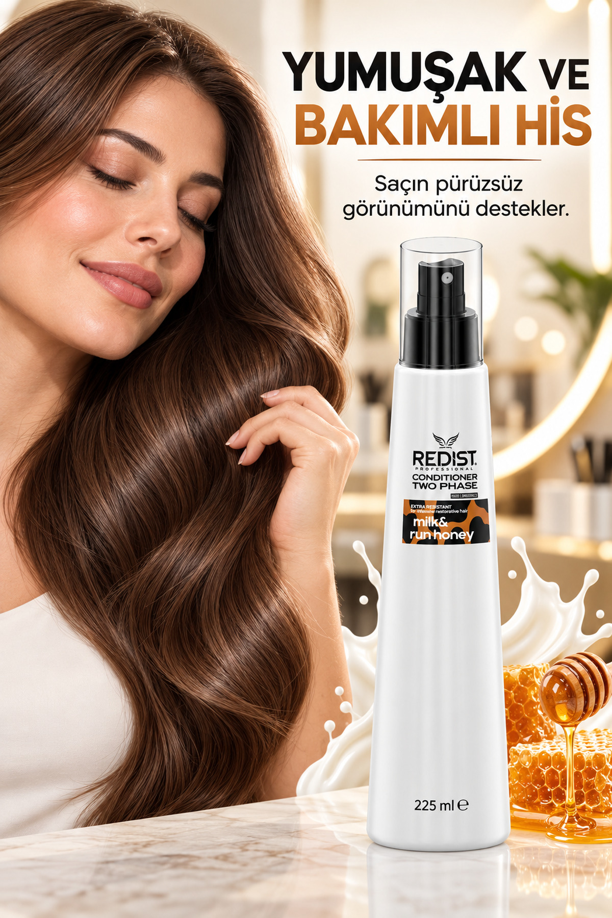 Milk Therapy Isıya Karşı Koruma Kolay Tarama Ve Yoğun Nemlendirme Özellikli Fön Sütü - Vegan 225 ml — 852 06 003 012 1 005 — تصویر 3 از 8
