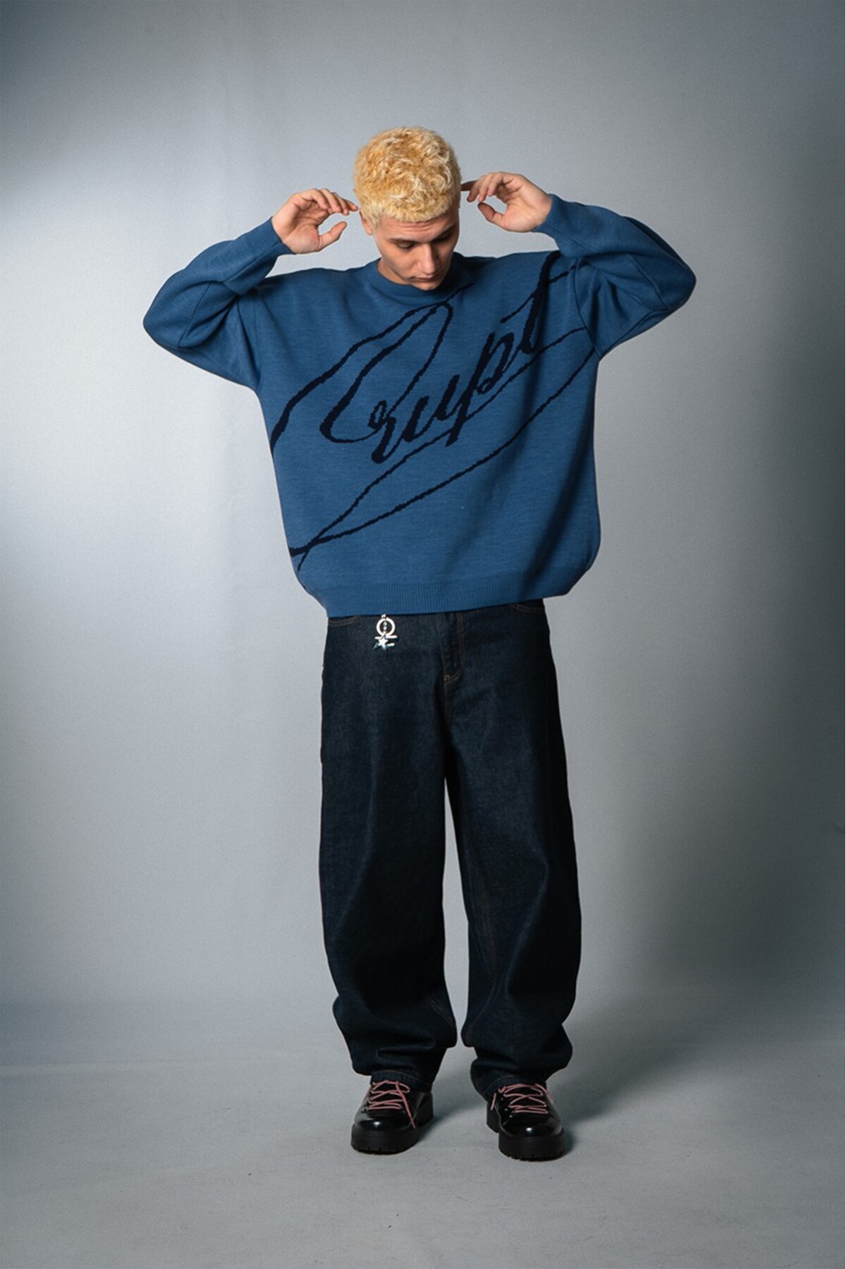 Crupt Studio Mavi Crupt Nightfall Knit Erkek Triko Kazak görsel 3